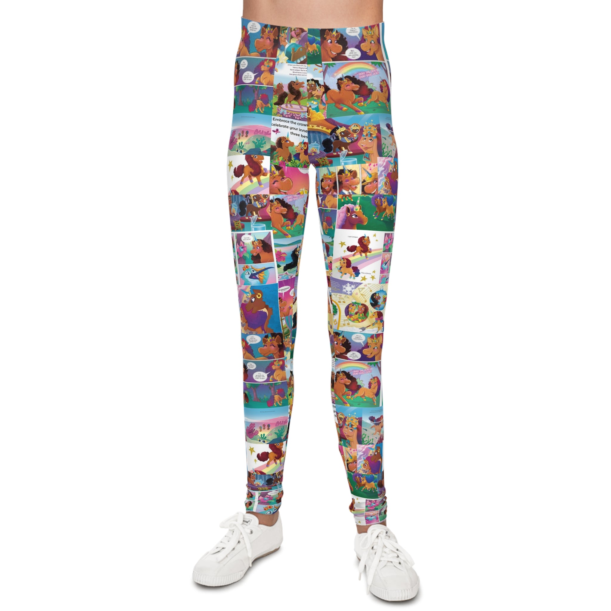 Afro Unicorn Comic Youth Leggings