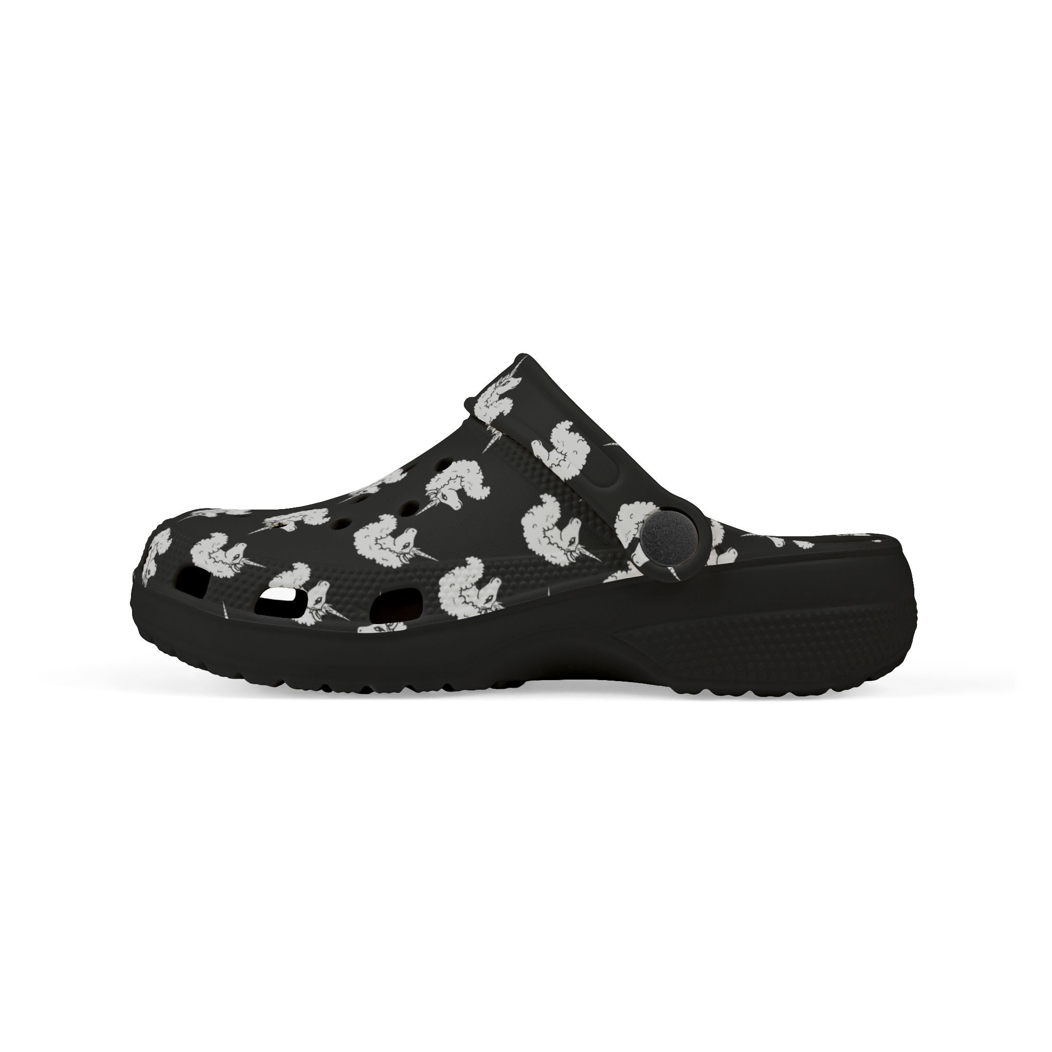 Kid's Foam Clogs - Mismatched Afro Unicorn Yellow Design