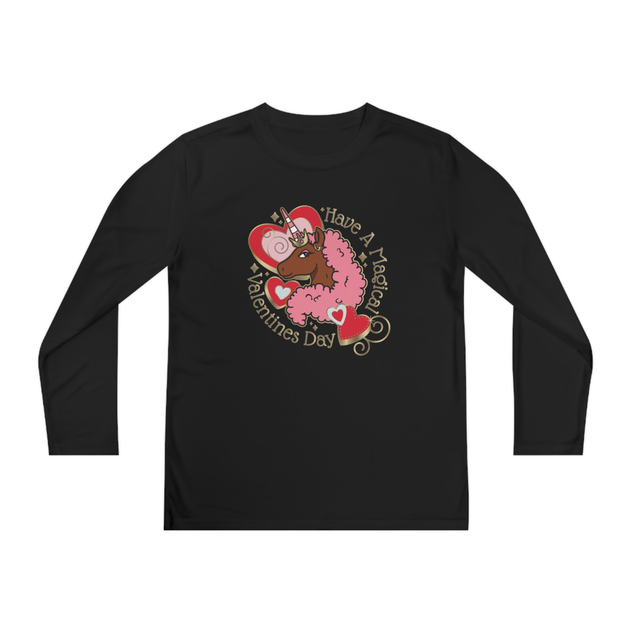 Afro Unicorn "Magical Valentine Day" Youth Long Tee