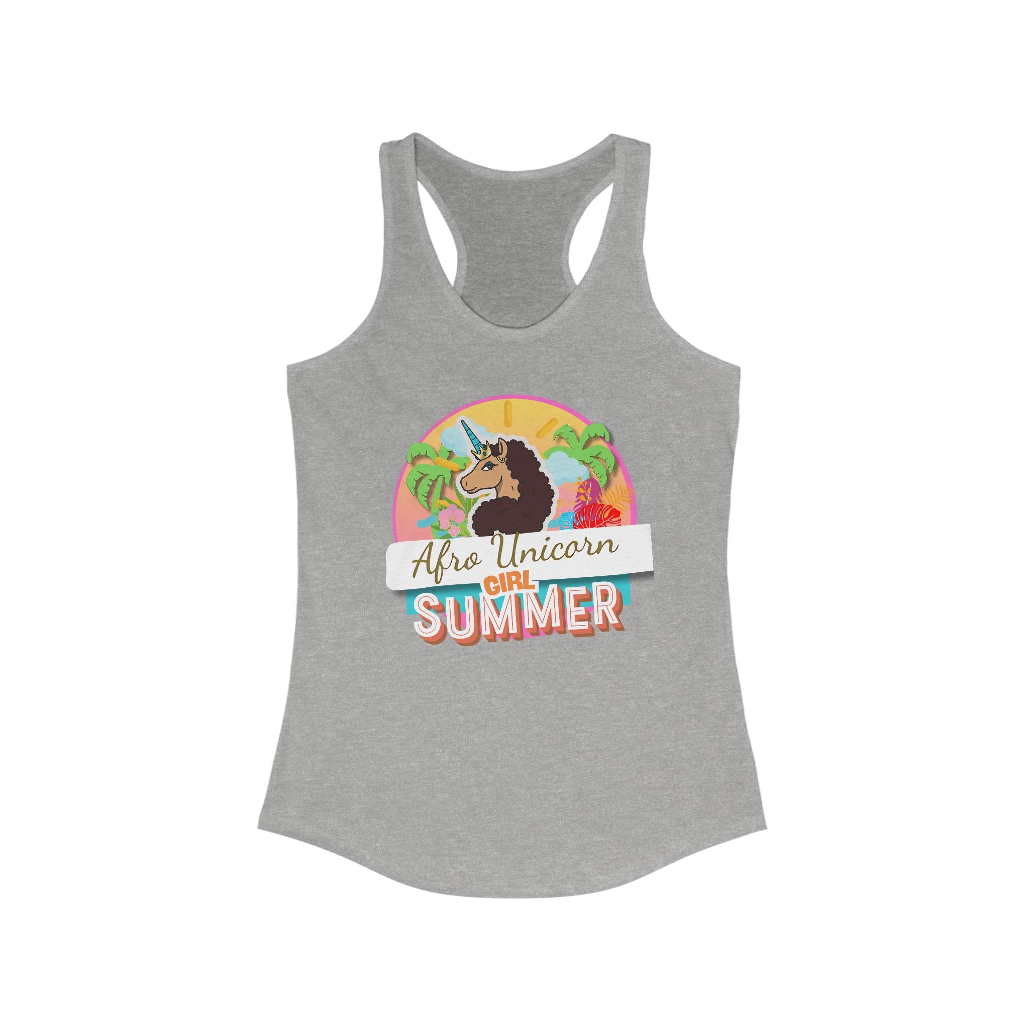 Afro Unicorn Summer Racerback Tank