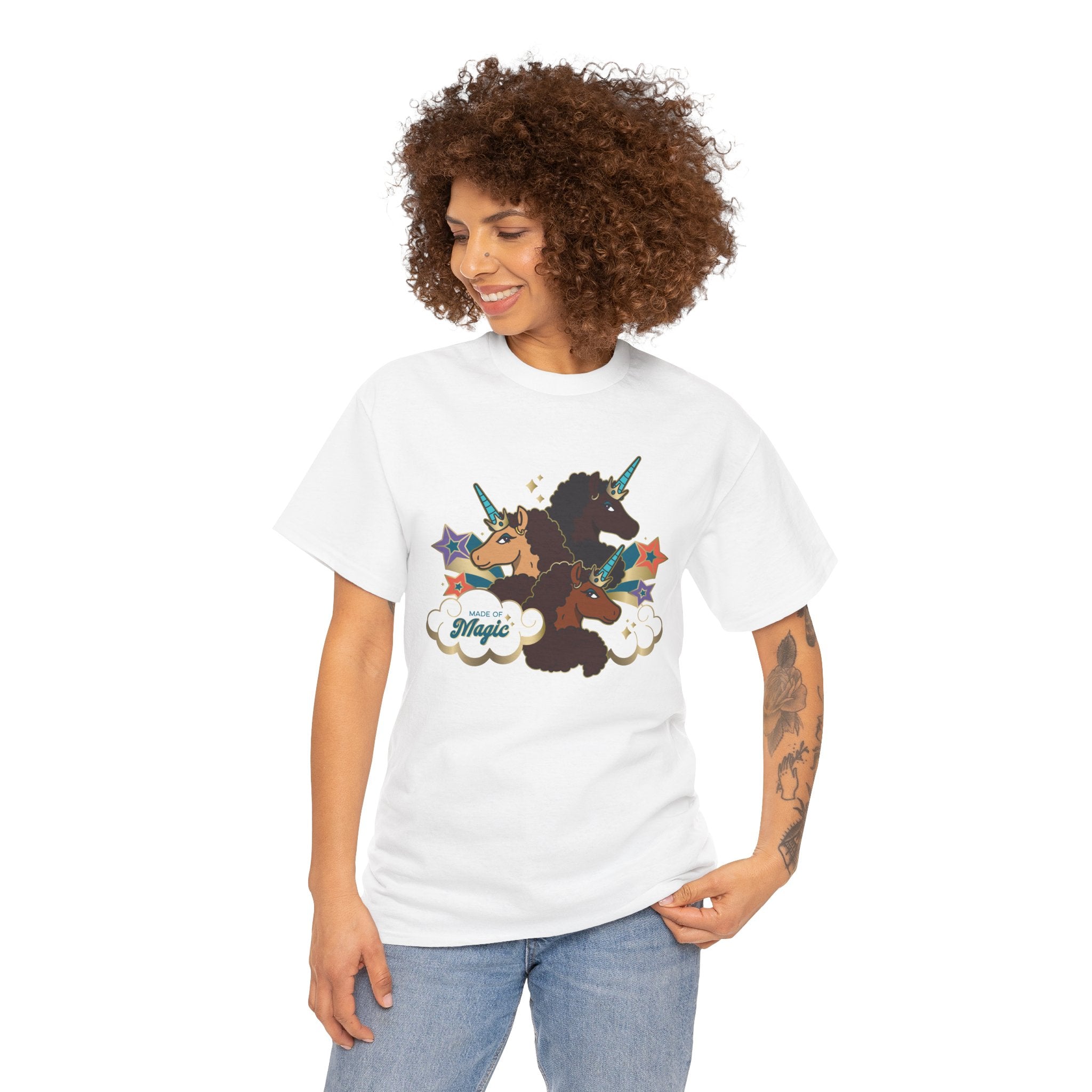 Unisex Tee: Afro Unicorn Made of Magic T-Shirt - Unique, Divine, and Magical