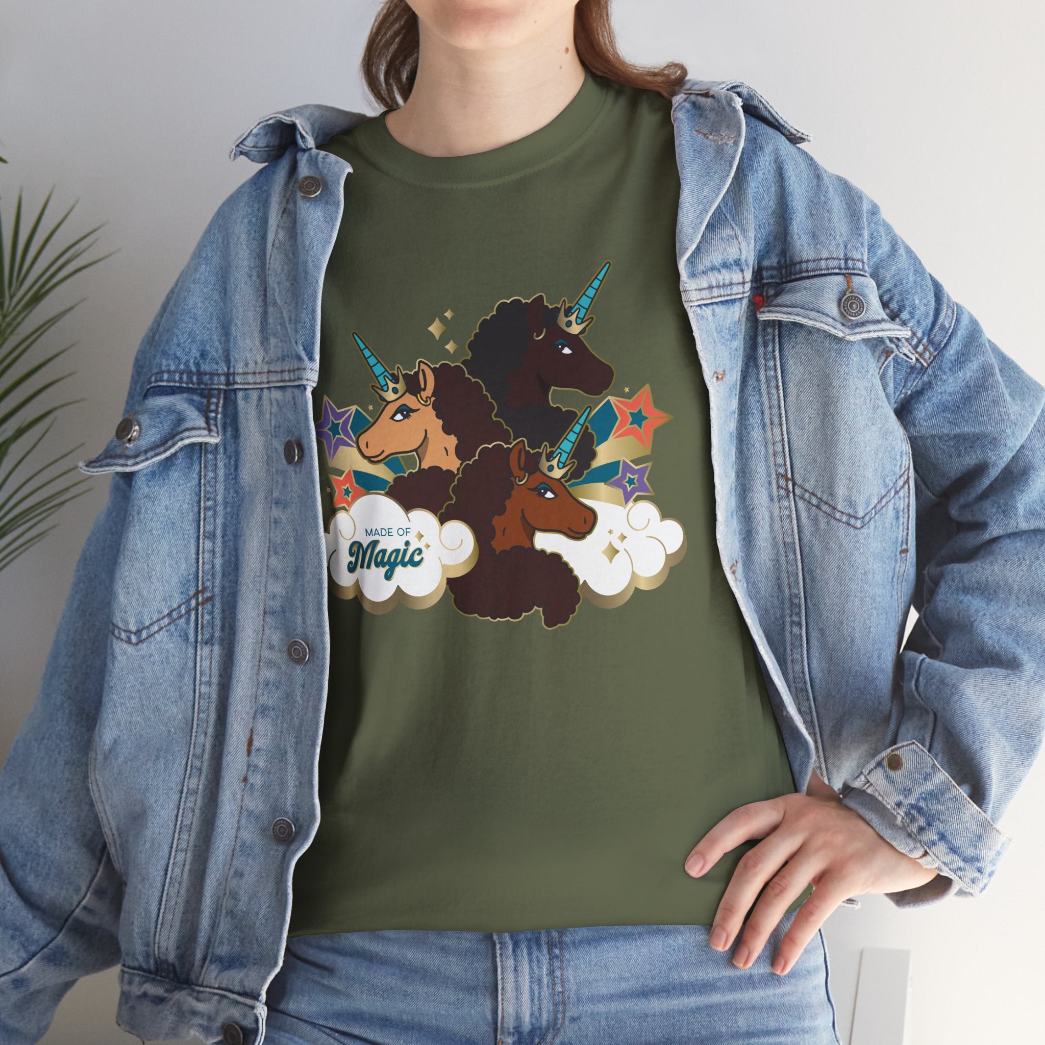 Unisex Tee: Afro Unicorn Made of Magic T-Shirt - Unique, Divine, and Magical