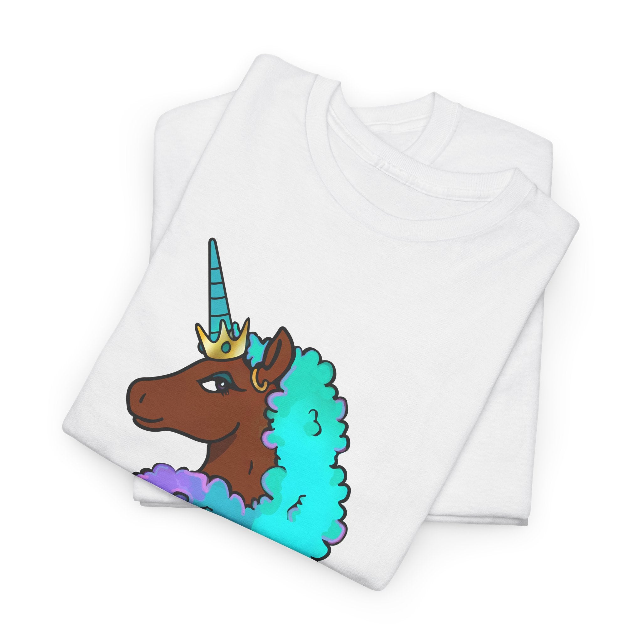 Afro Unicorn Cotton Candy Design Tee for Women