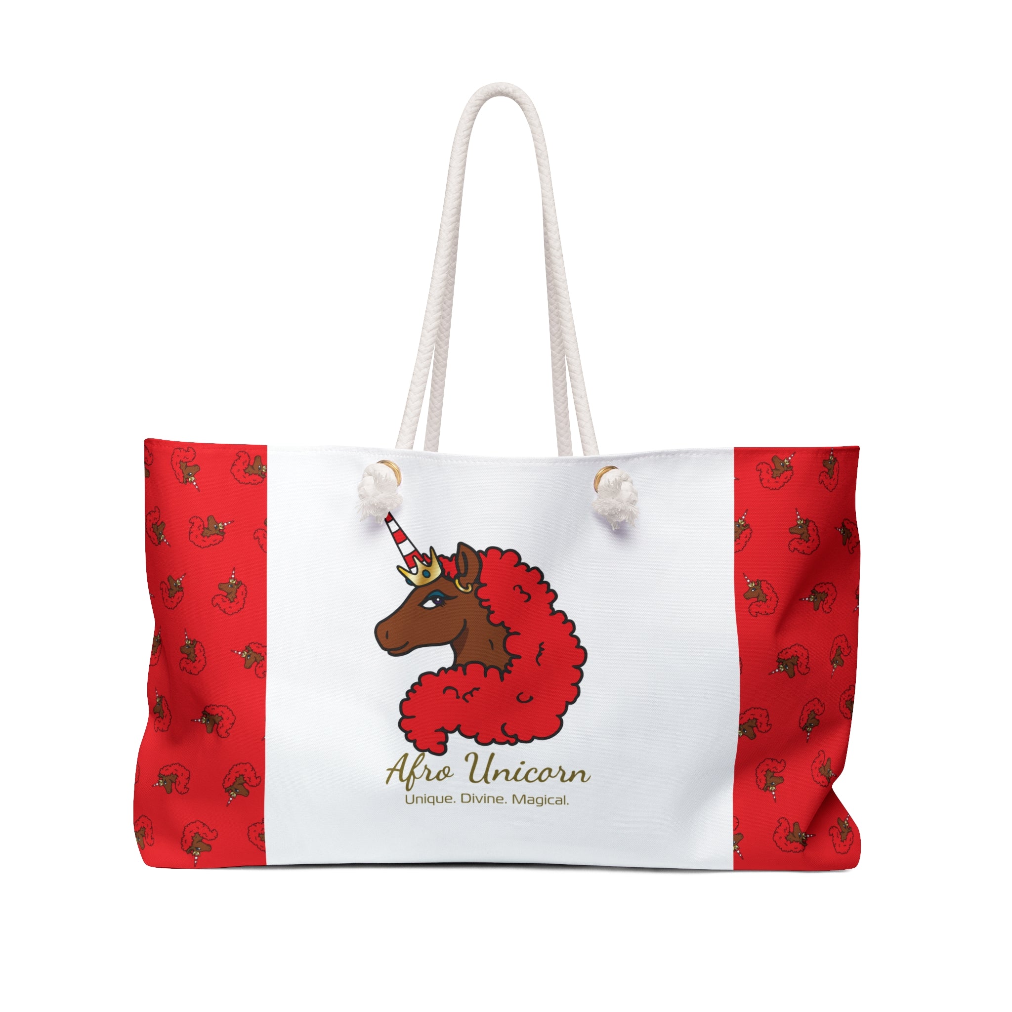 Afro Unicorn Crimson & Cream Weekender Bag — D9 Pride Delta Love