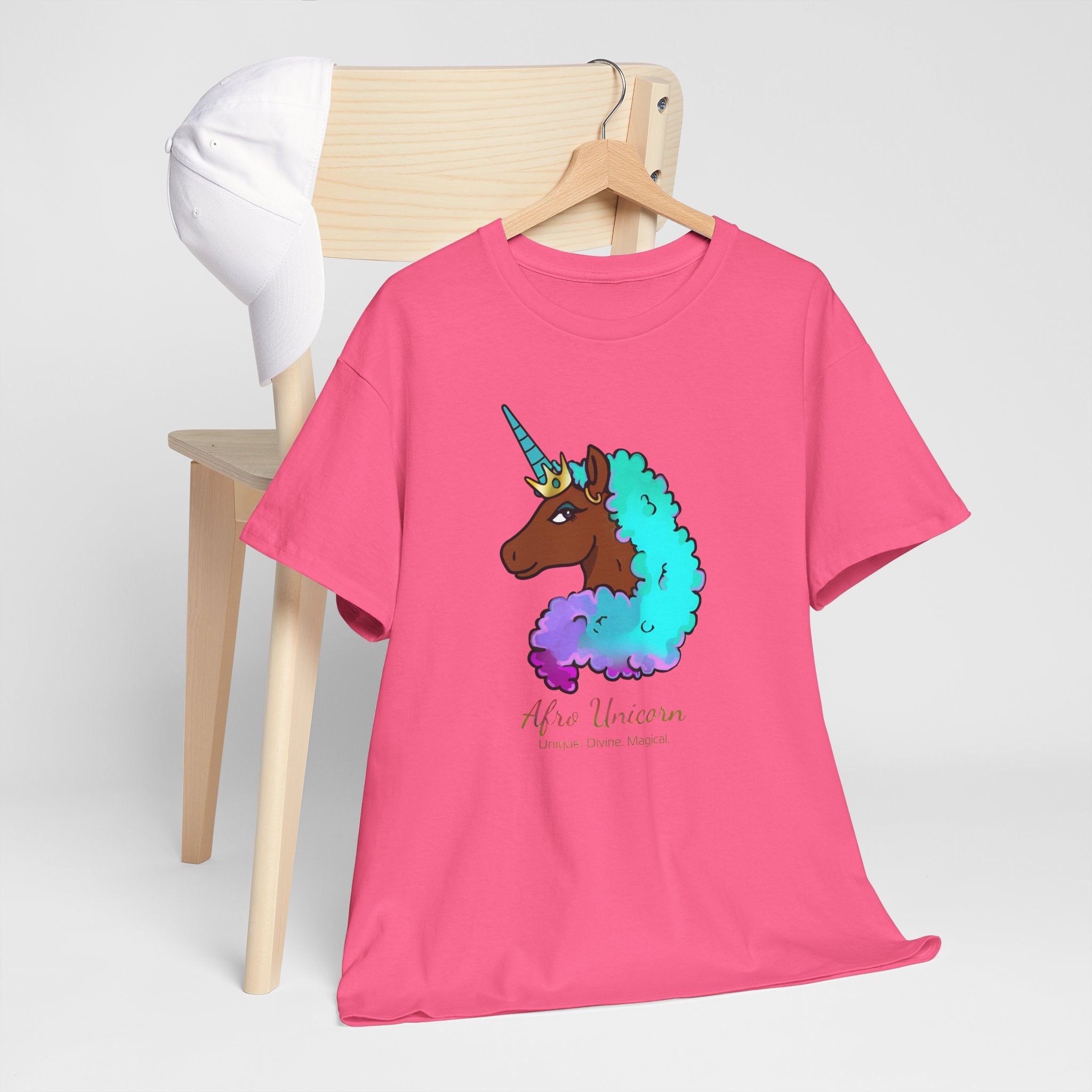 Afro Unicorn Cotton Candy Design Tee for Women