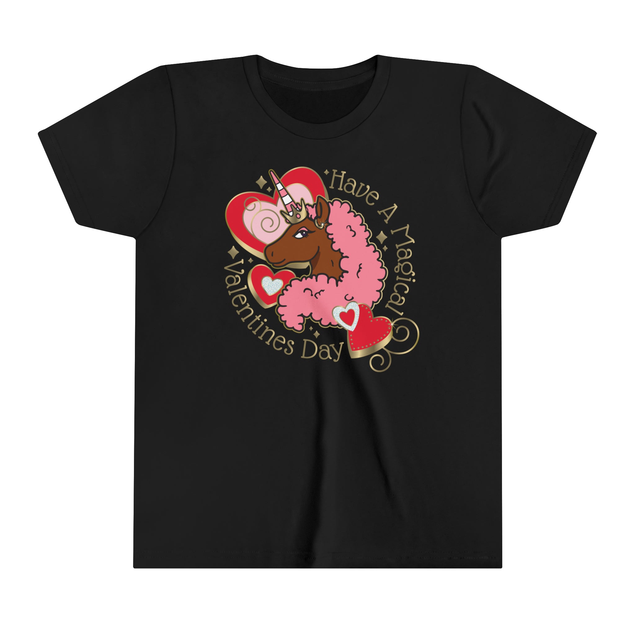 Afro Unicorn "Magical Valentine's Day" Youth Tee
