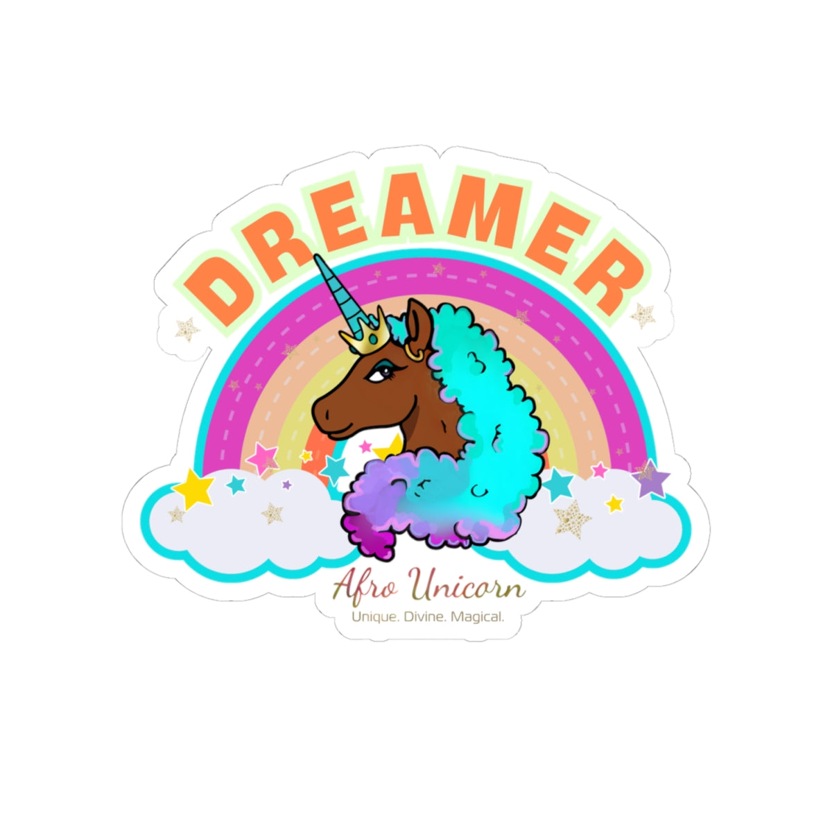Afro Unicorn DREAMER Stickers