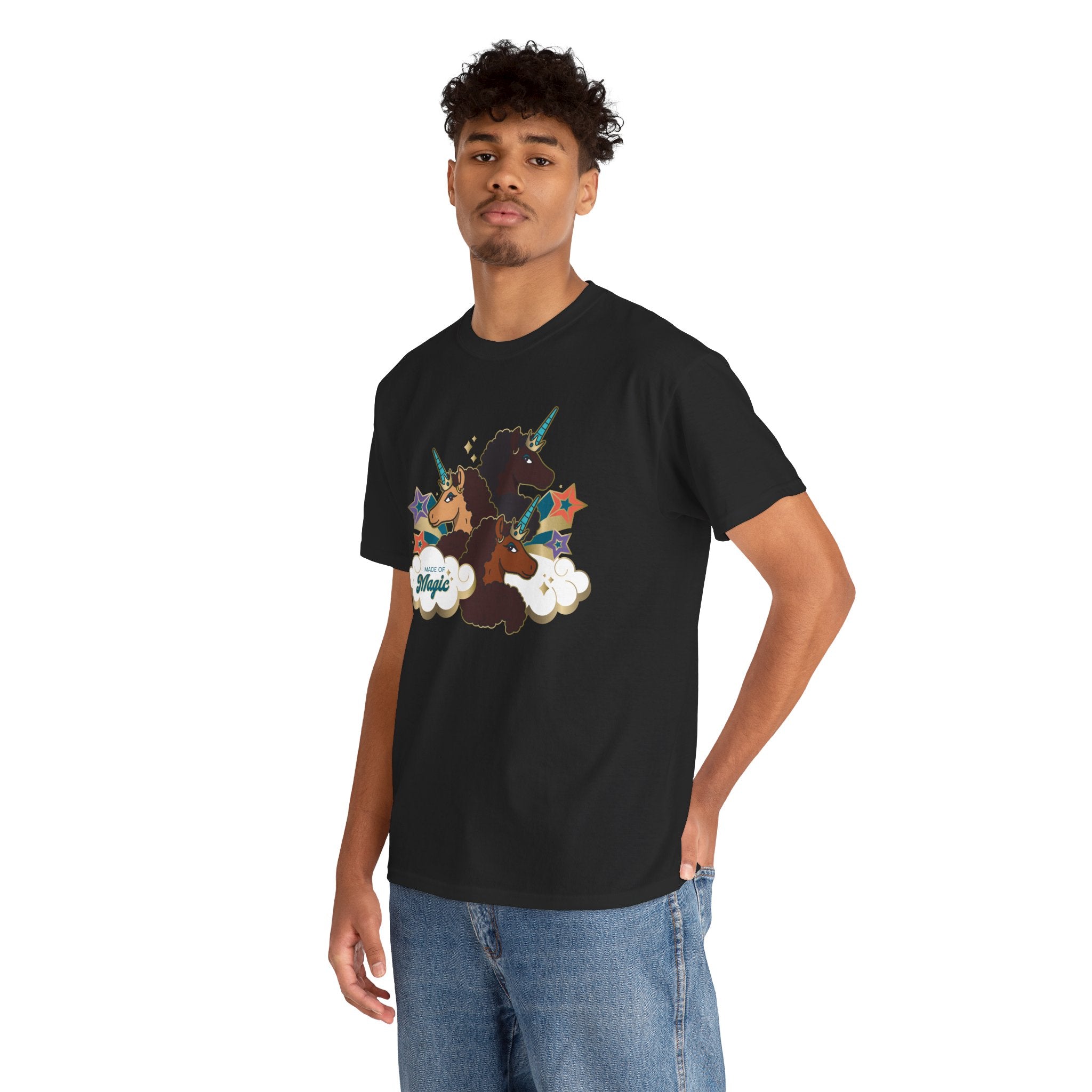 Unisex Tee: Afro Unicorn Made of Magic T-Shirt - Unique, Divine, and Magical