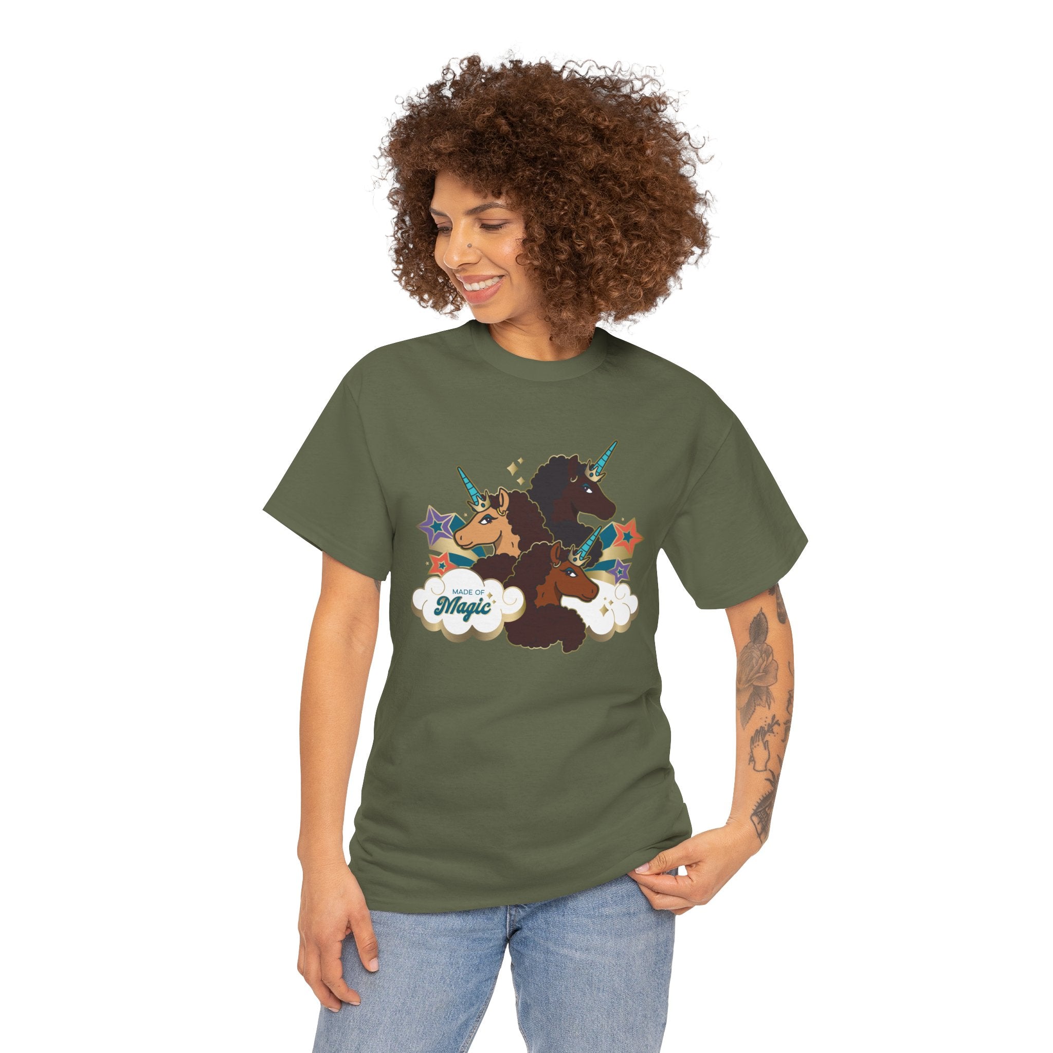 Unisex Tee: Afro Unicorn Made of Magic T-Shirt - Unique, Divine, and Magical