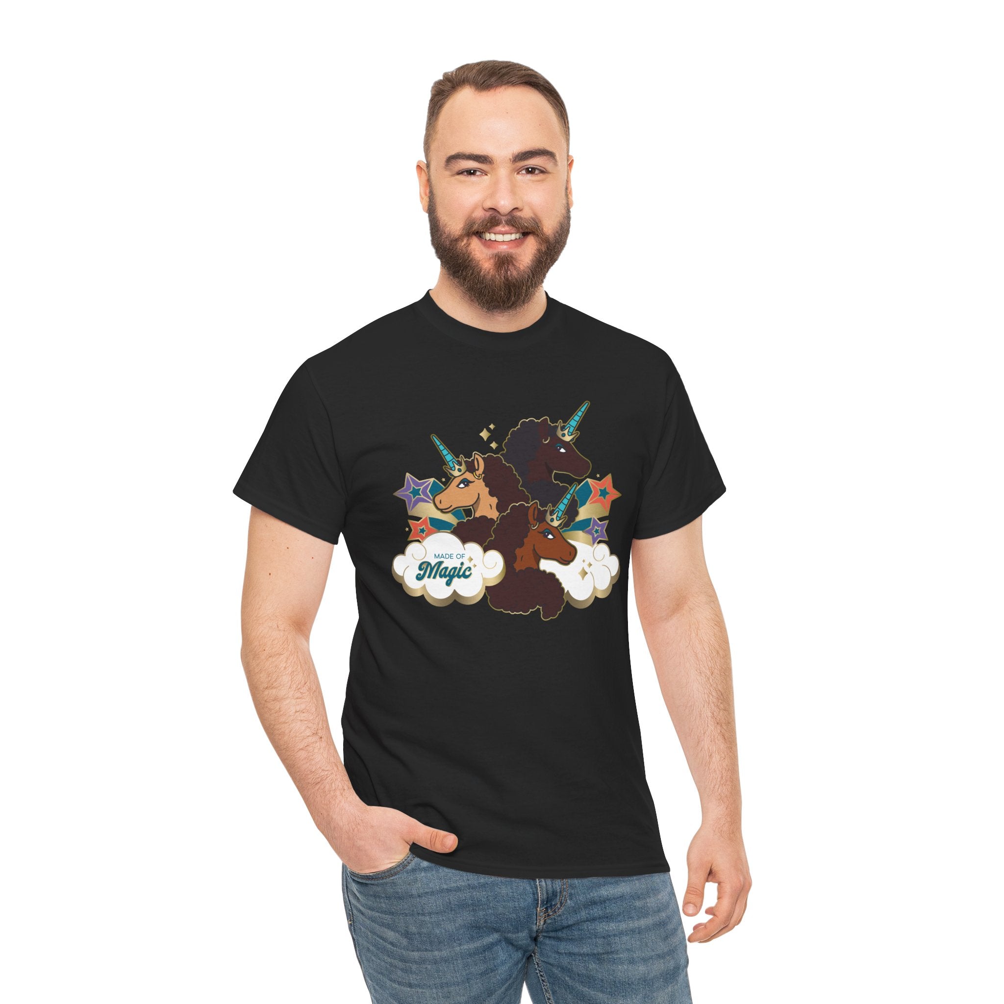 Unisex Tee: Afro Unicorn Made of Magic T-Shirt - Unique, Divine, and Magical