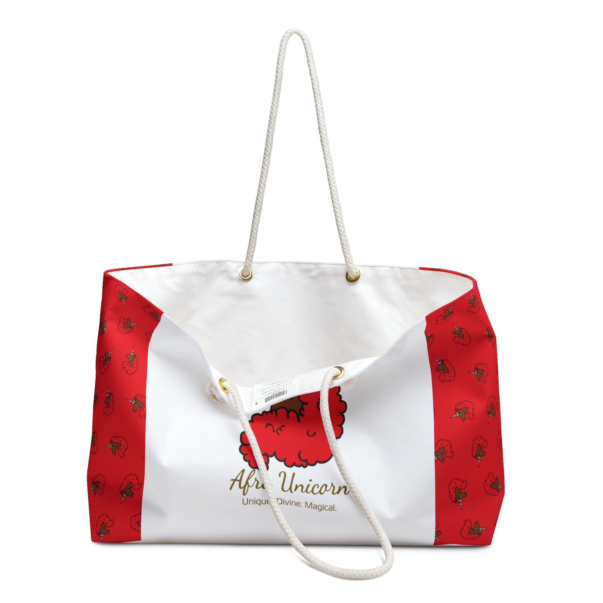 Afro Unicorn Crimson & Cream Weekender Bag — D9 Pride Delta Love