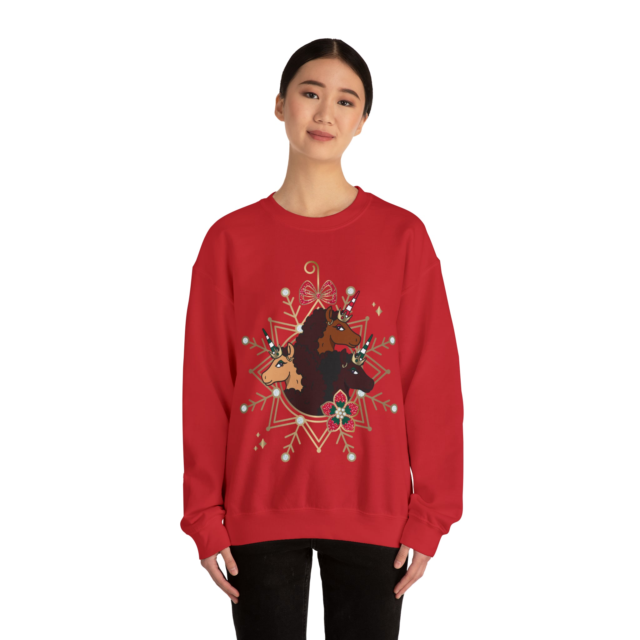 Afro Unicorn Adult Christmas Sweatshirt