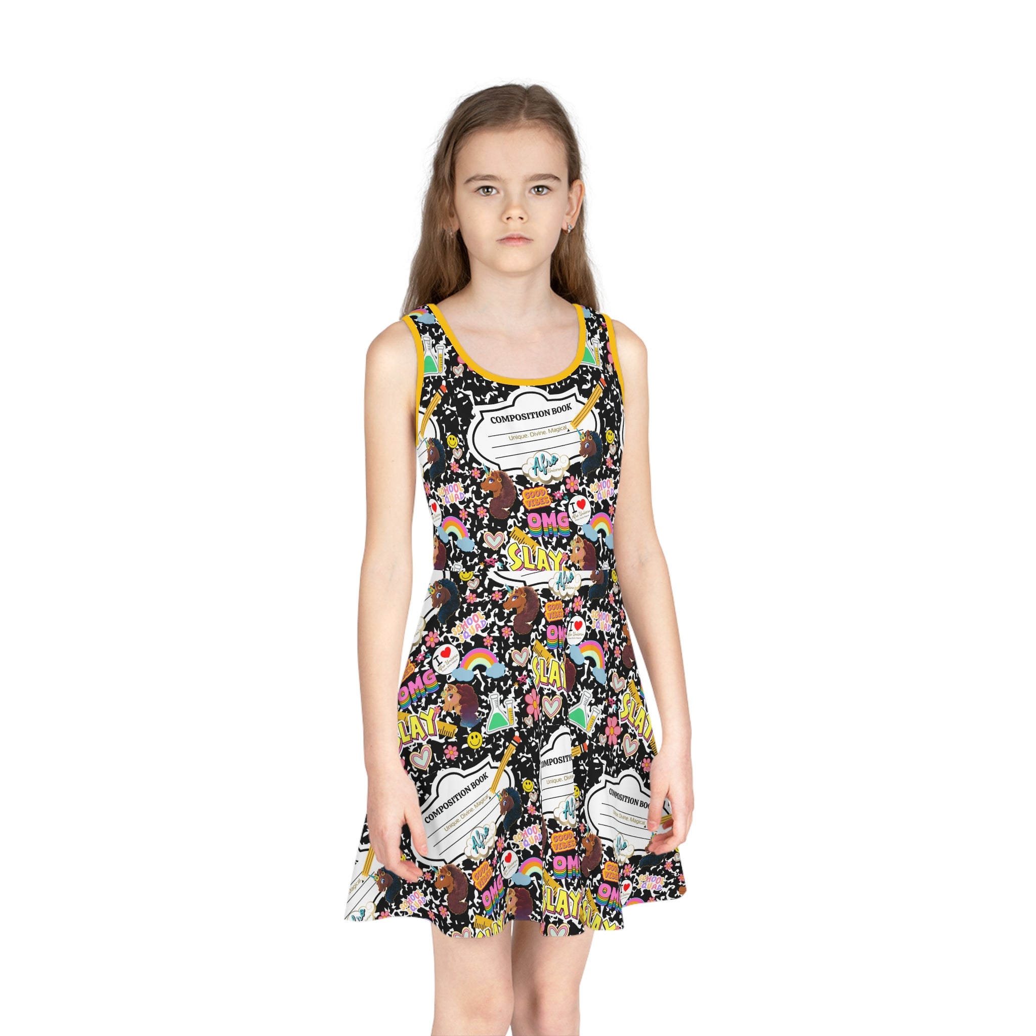 Girls' Sundress Afro Unicorn Composition Note Book Dress
