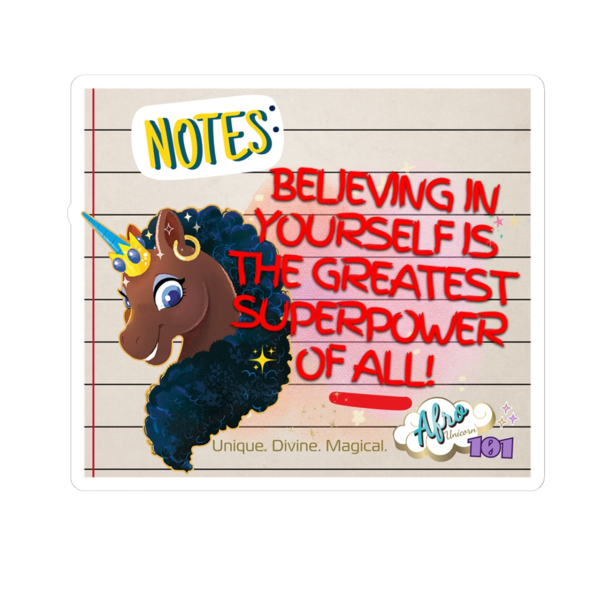 AU101 Afro Unicorn Sticker