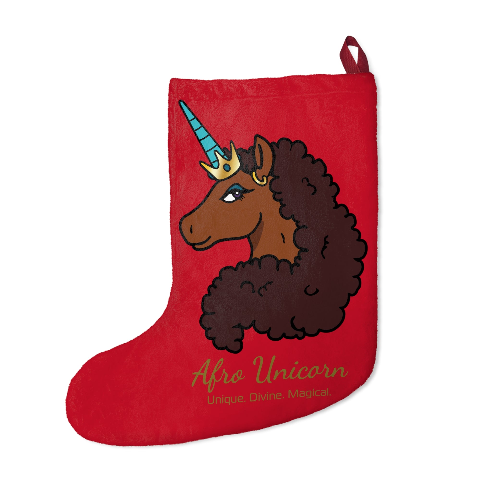 Afro Unicorn Christmas Stocking – Unique Holiday Decor