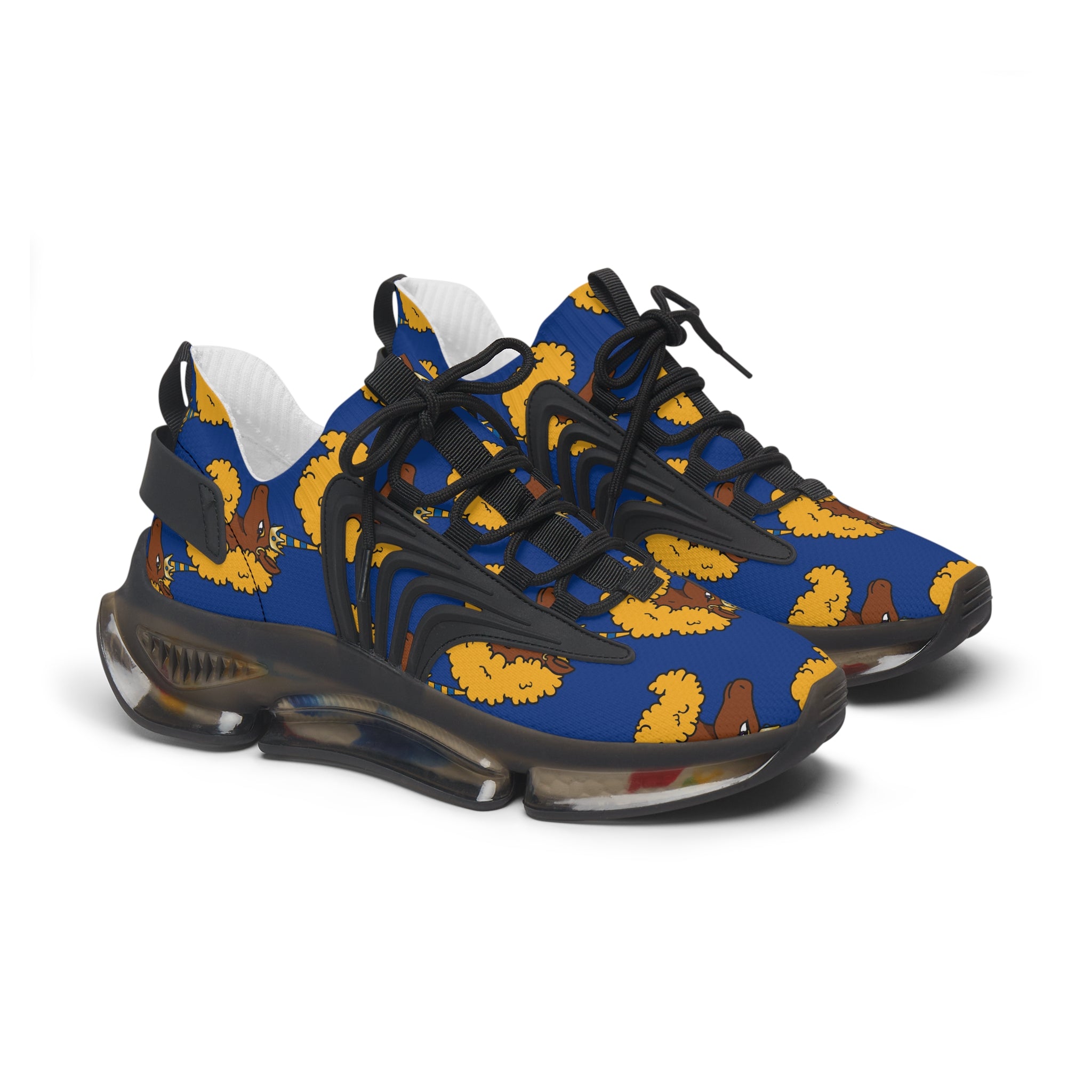 Mesh Sneakers - Blue & Gold Monogram