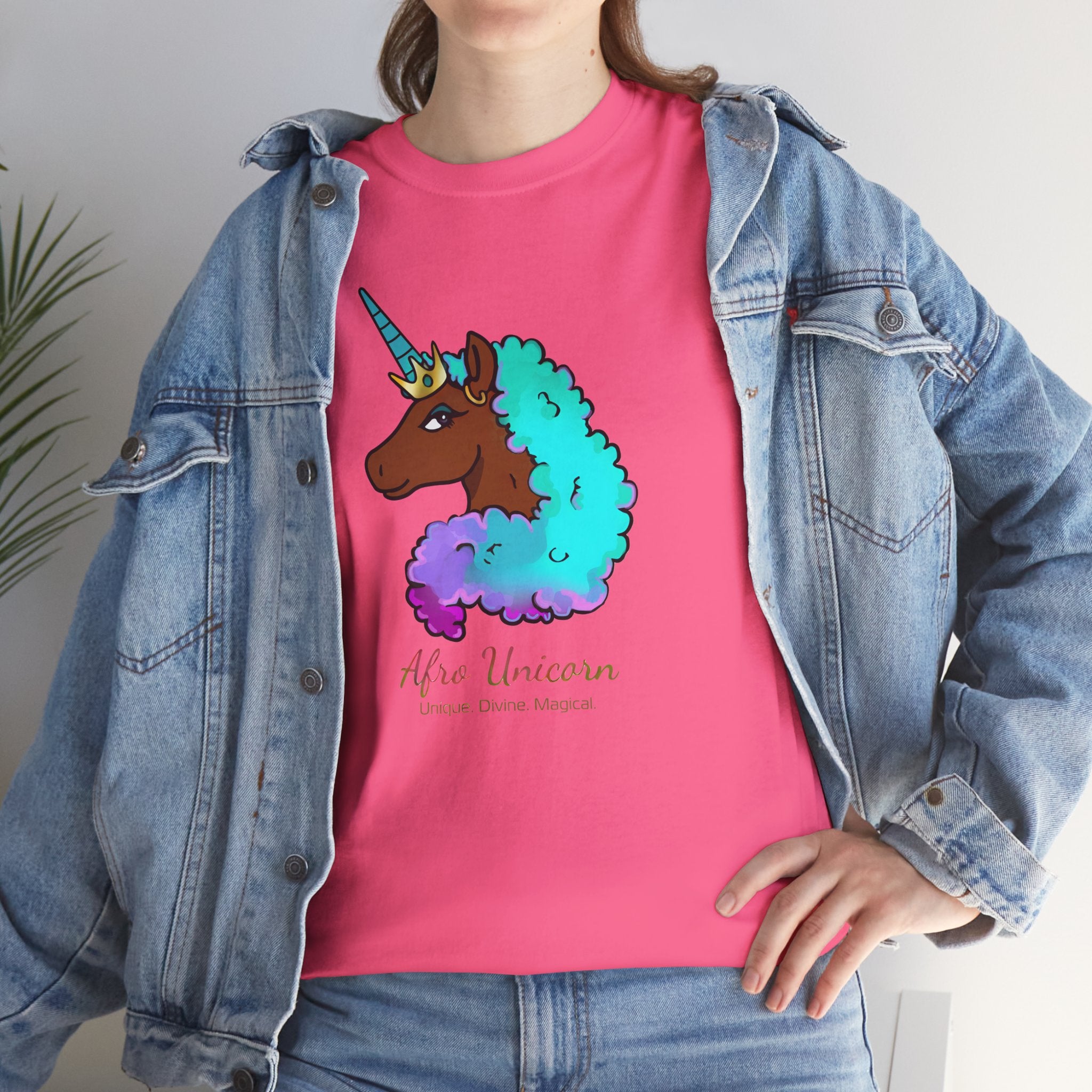 Afro Unicorn Cotton Candy Design Tee for Women
