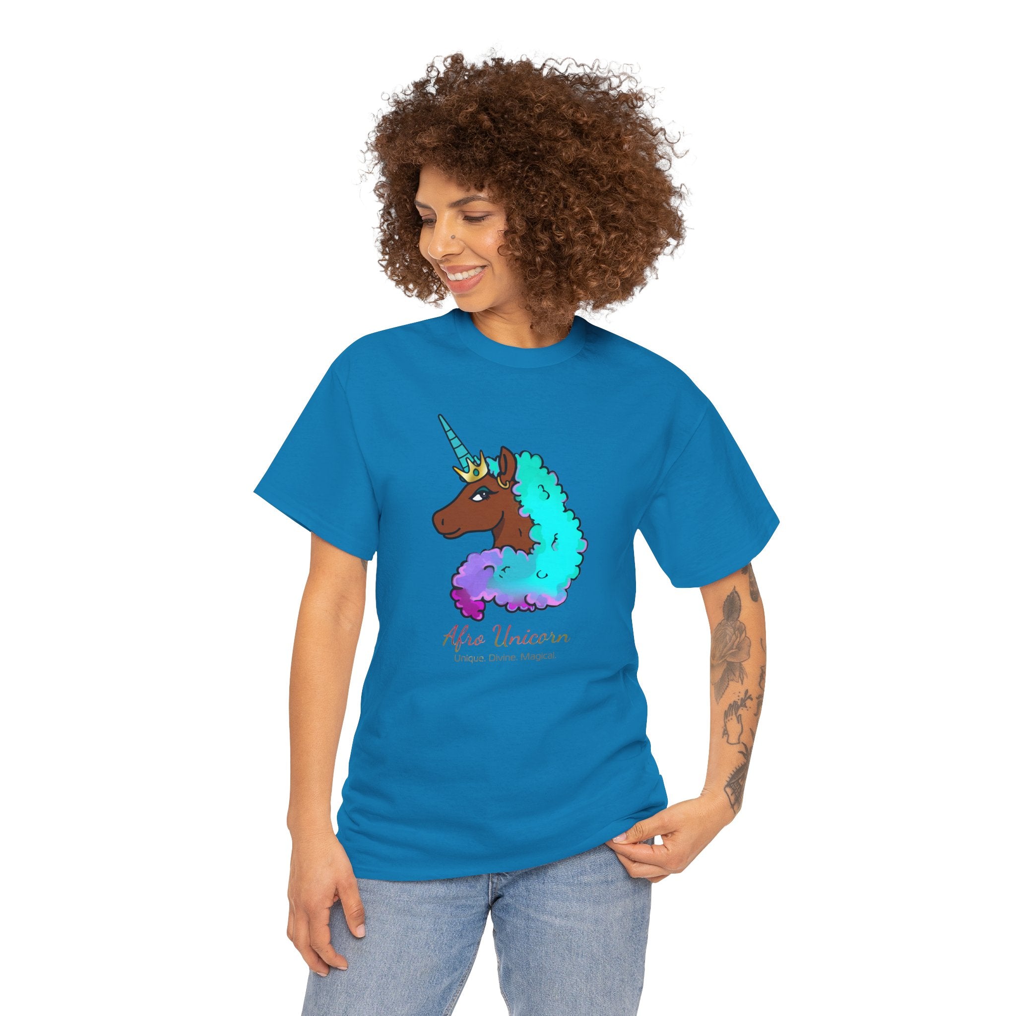 Afro Unicorn Cotton Candy Design Tee for Women