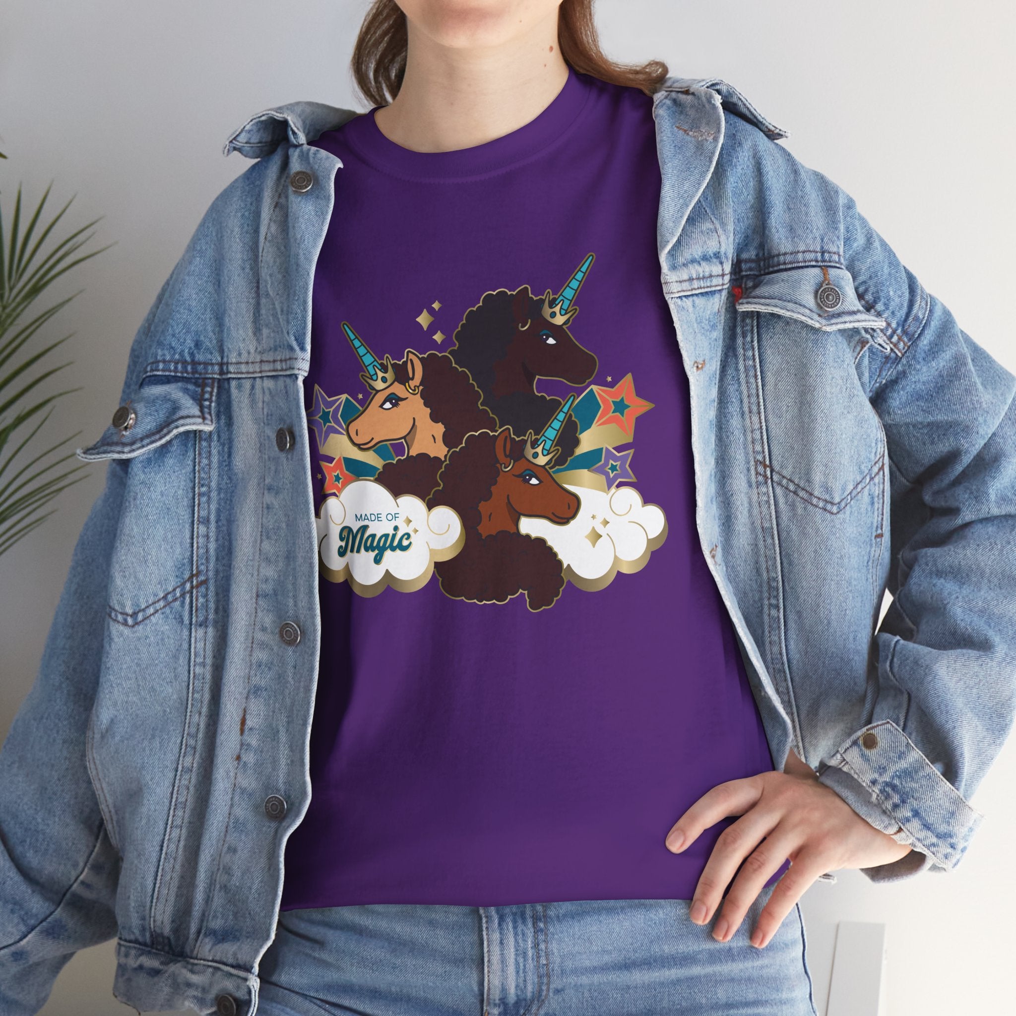 Unisex Tee: Afro Unicorn Made of Magic T-Shirt - Unique, Divine, and Magical