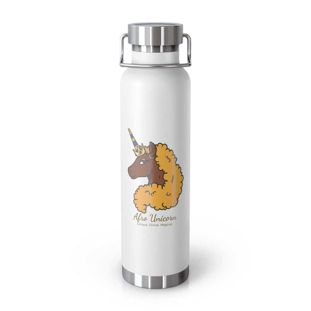 Afro Unicorn 22oz Insulated  Bottle - Royal Blue & Gold