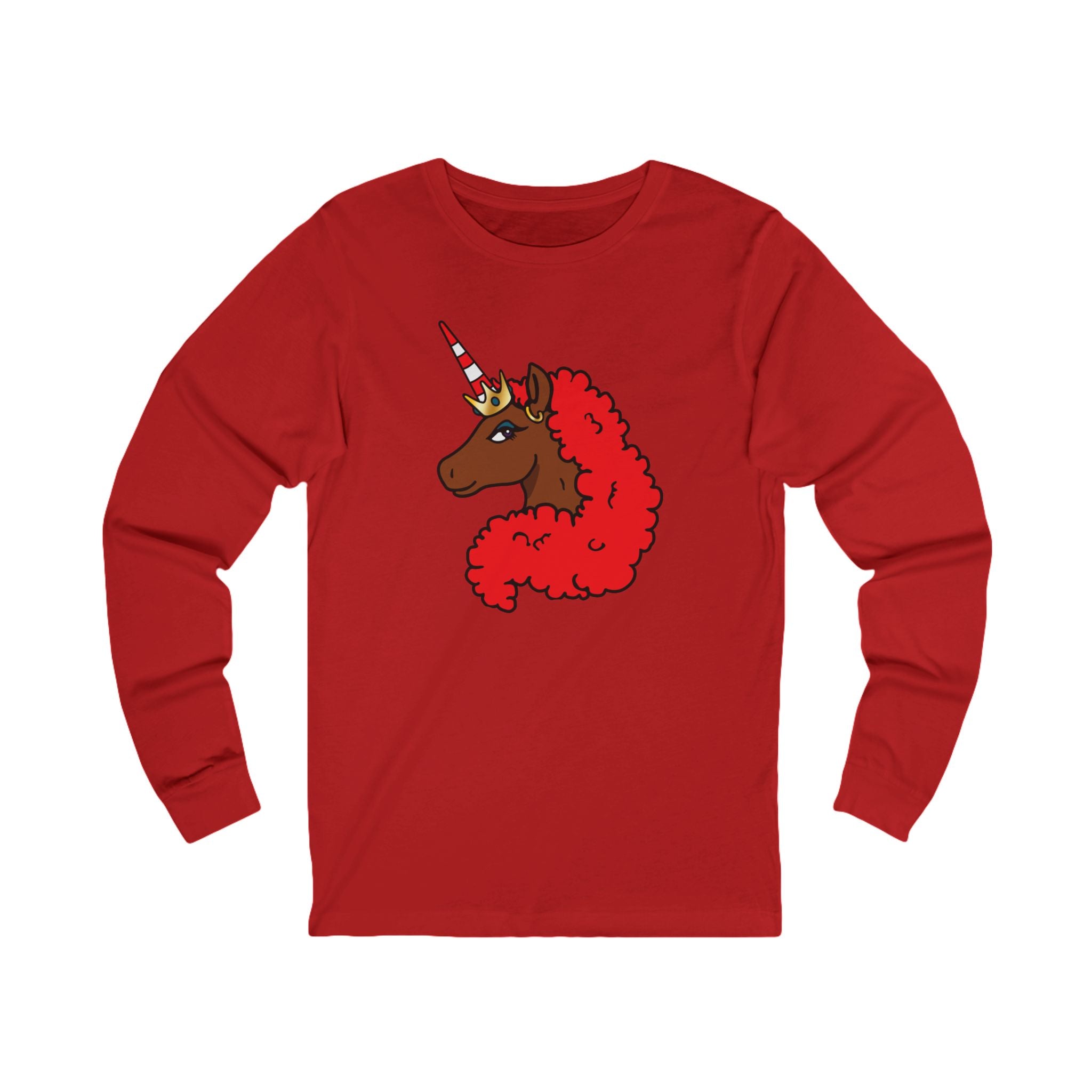 Afro Unicorn Crimson & Cream D9 Love Long Sleeve Tee