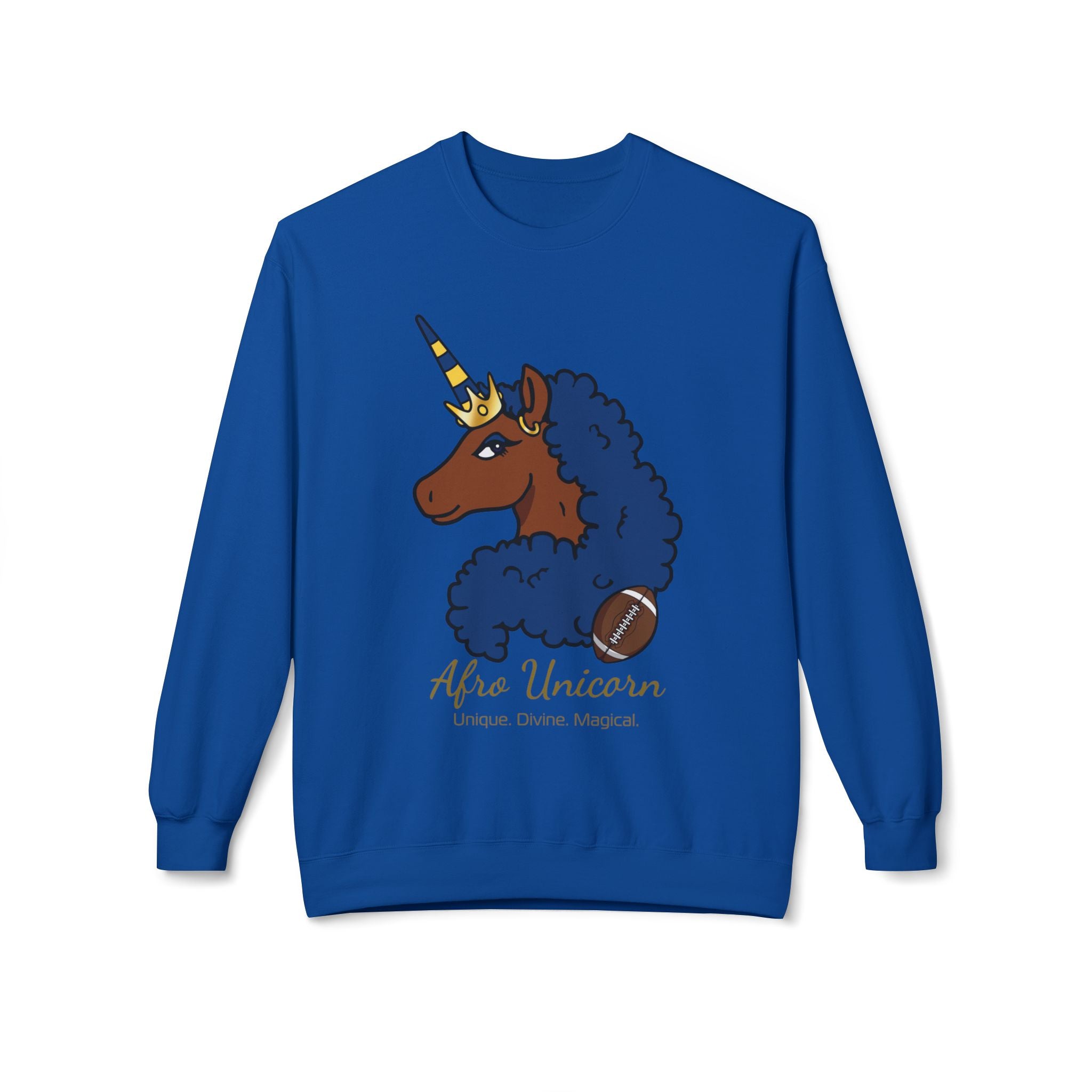 Afro Unicorn Fan Favs Sweatshirt – Los Angeles Royal & Gold