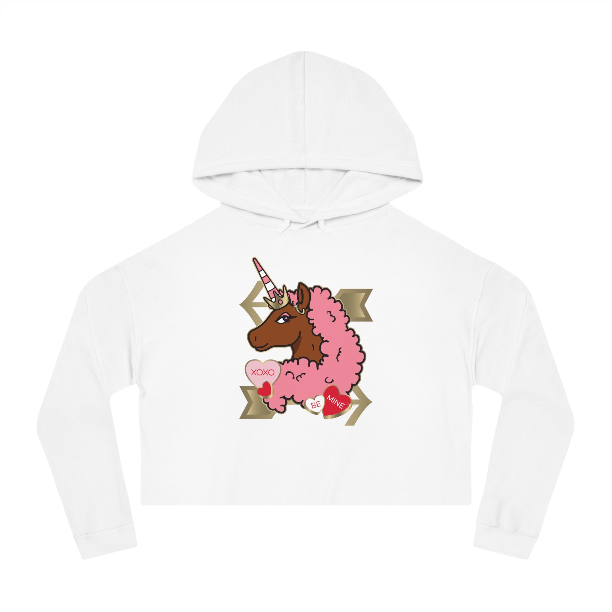 Women - Afro Unicorn Love Cropped Hoodie