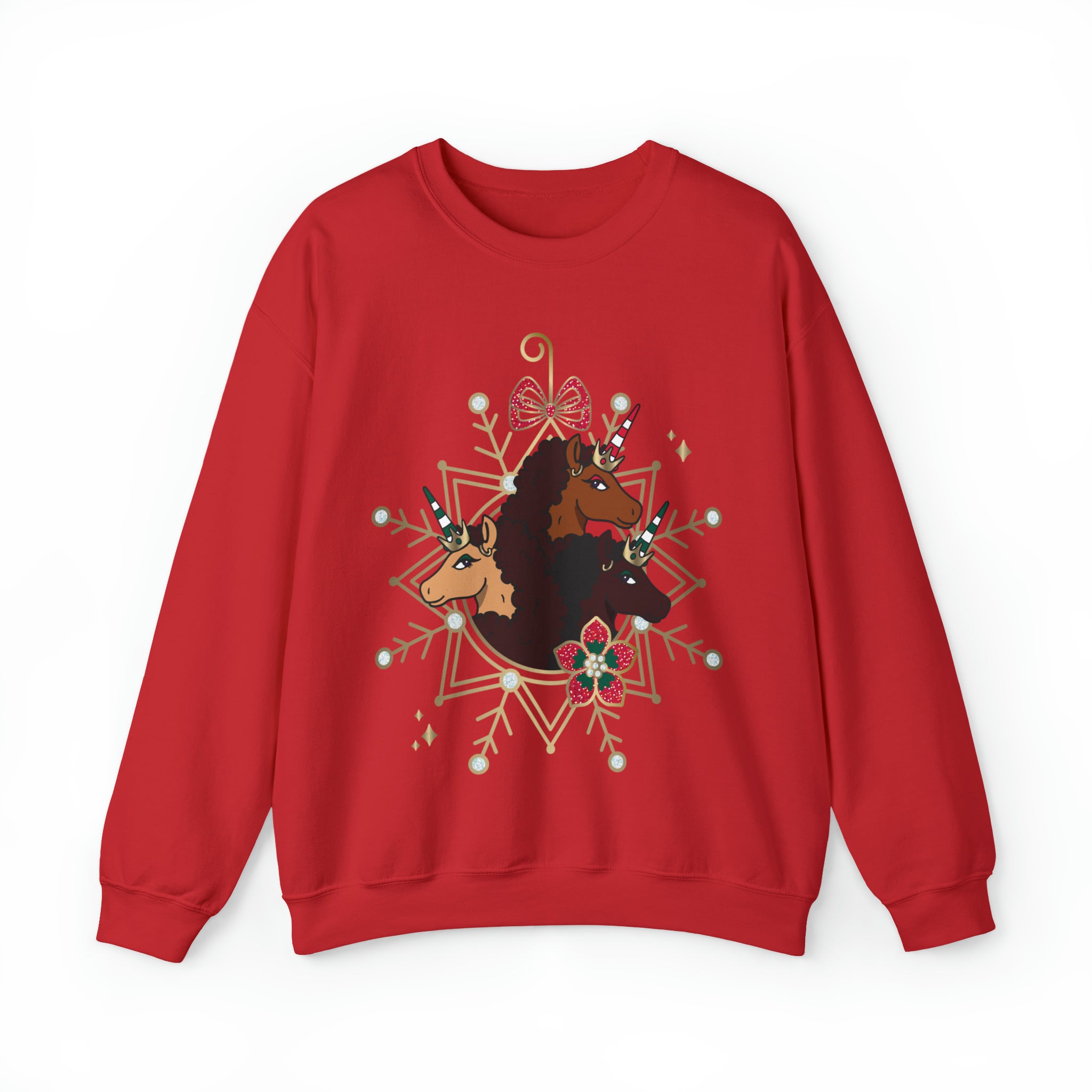 Afro Unicorn Adult Christmas Sweatshirt