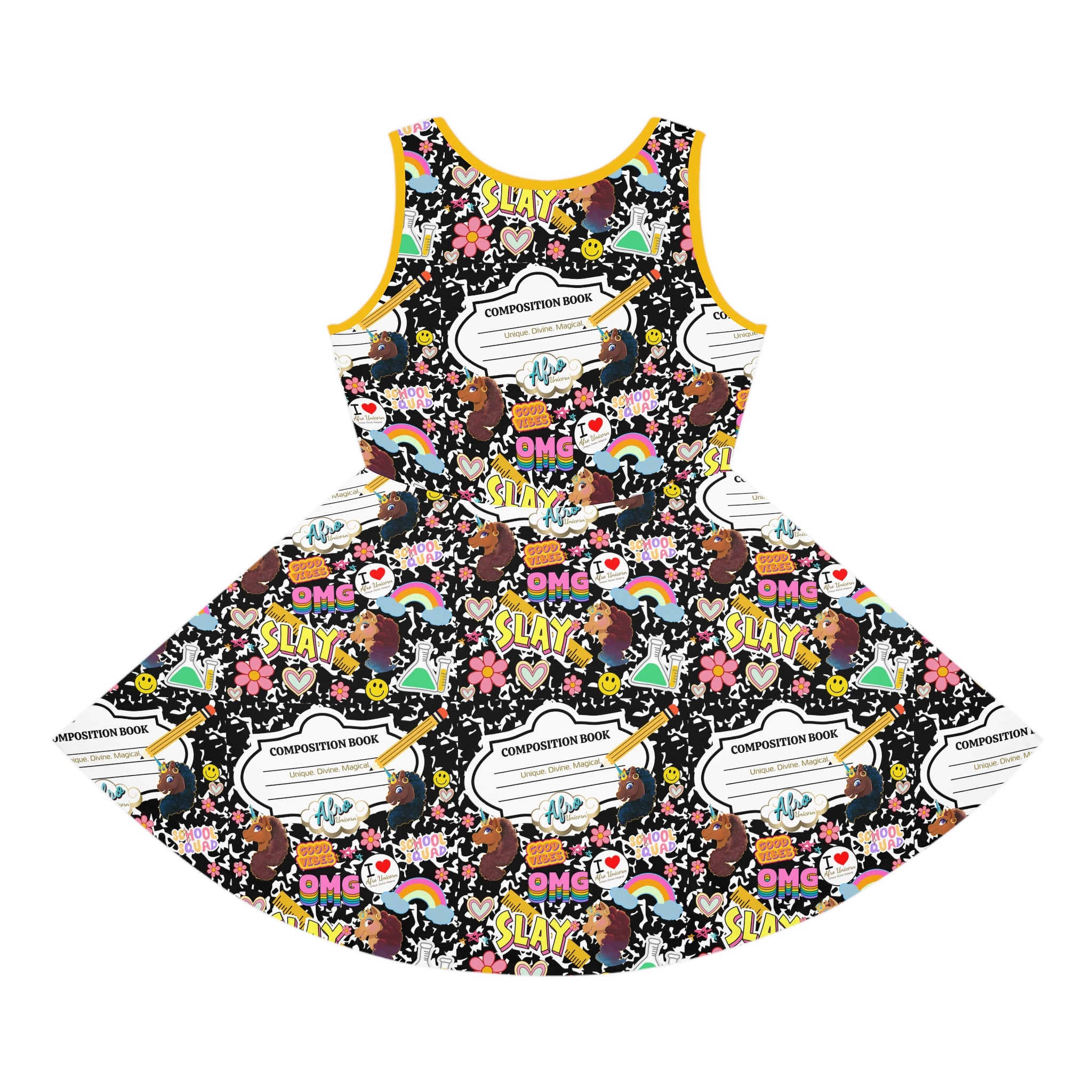 Girls' Sundress Afro Unicorn Composition Note Book Dress