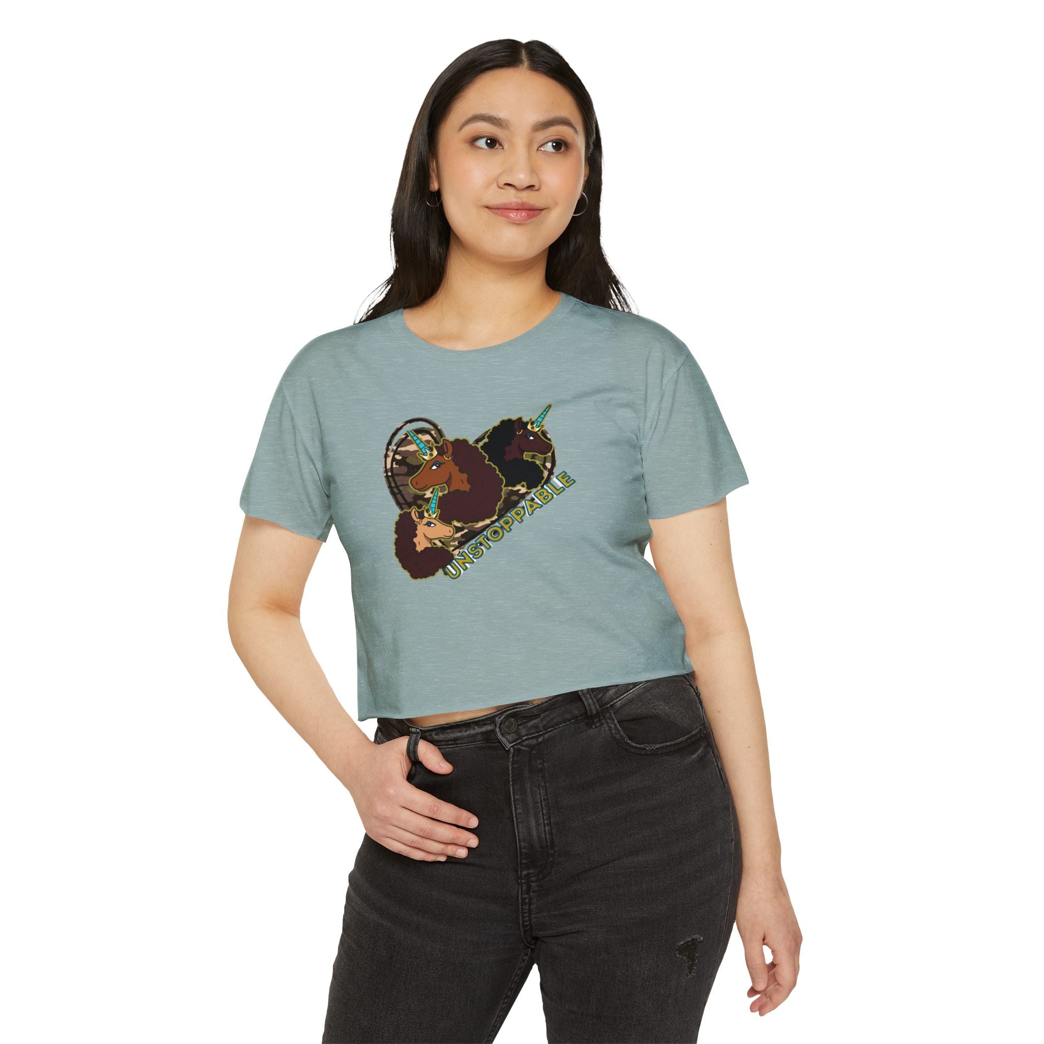 Afro Unicorn Unstoppable Women's Crop Top