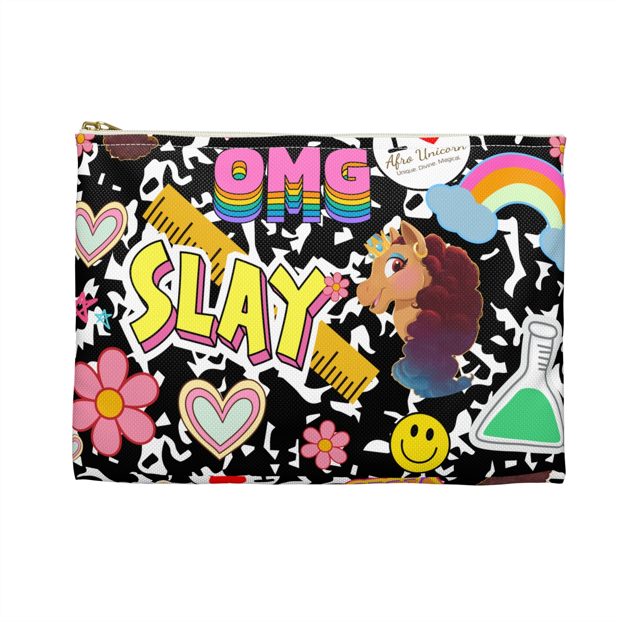 Afro Unicorn "That's Write" Accessory Pouch for School Supplies