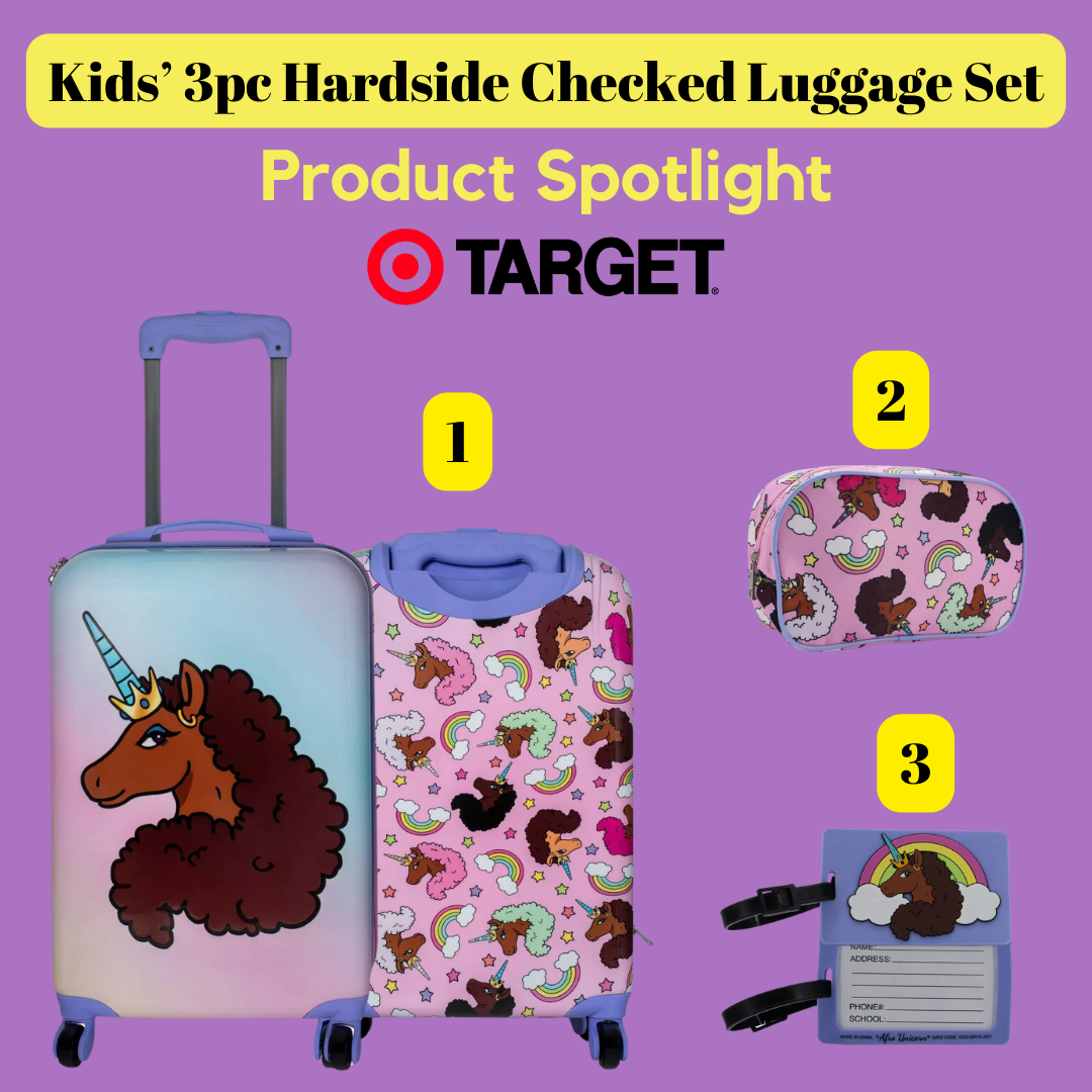Afro Unicorn 3 pc Kids' Luggage Set at Target
