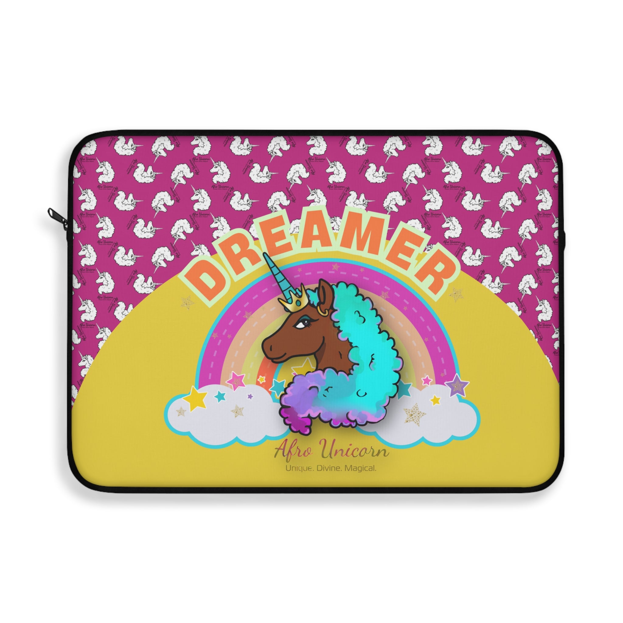 Afro Unicorn Dreamer Laptop Sleeve - Yellow