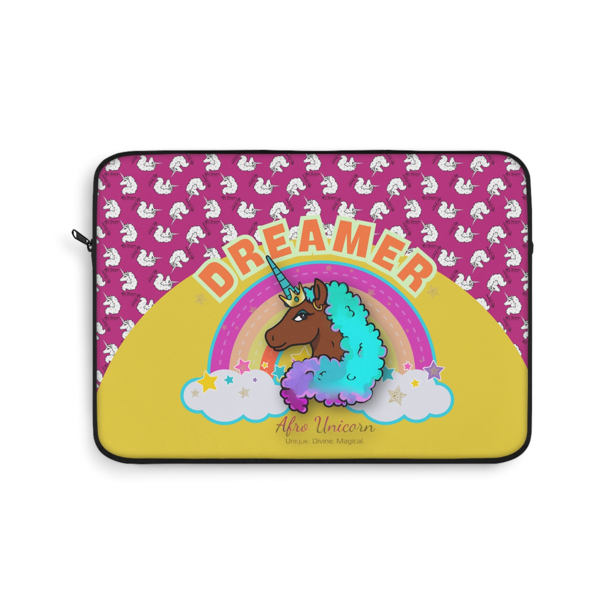 Afro Unicorn Dreamer Laptop Sleeve - Yellow