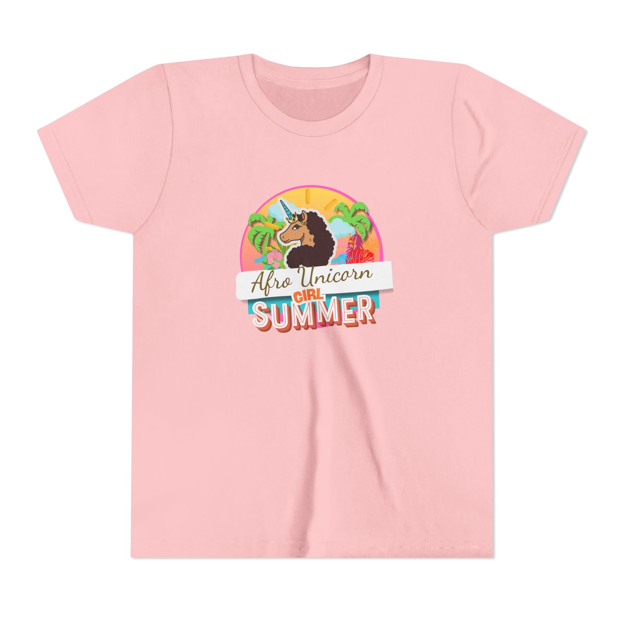 Afro Unicorn Girl Youth Tee - Summer Fun Short Sleeve