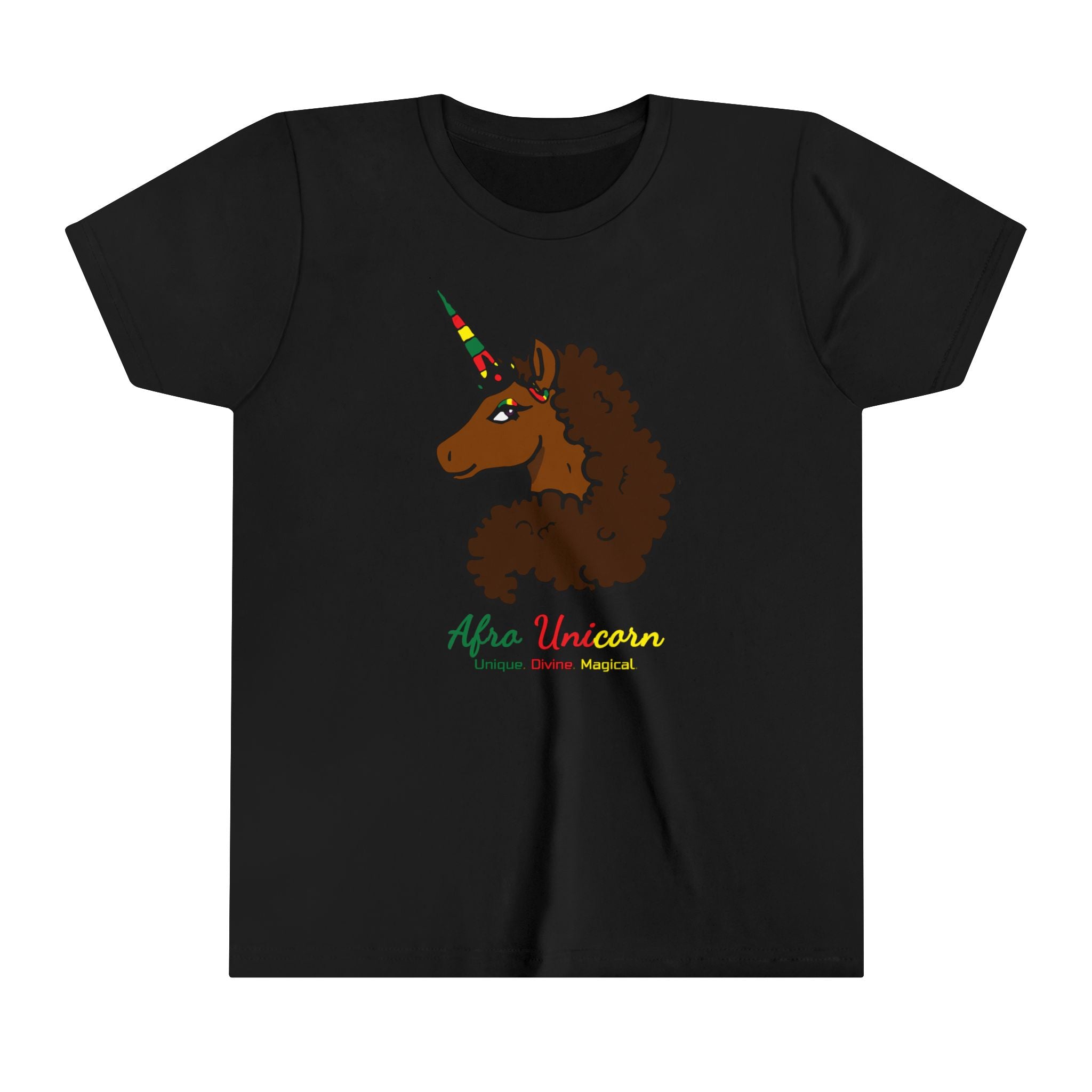 Youth - Afro Unicorn Black Black Pride Celebration Tee