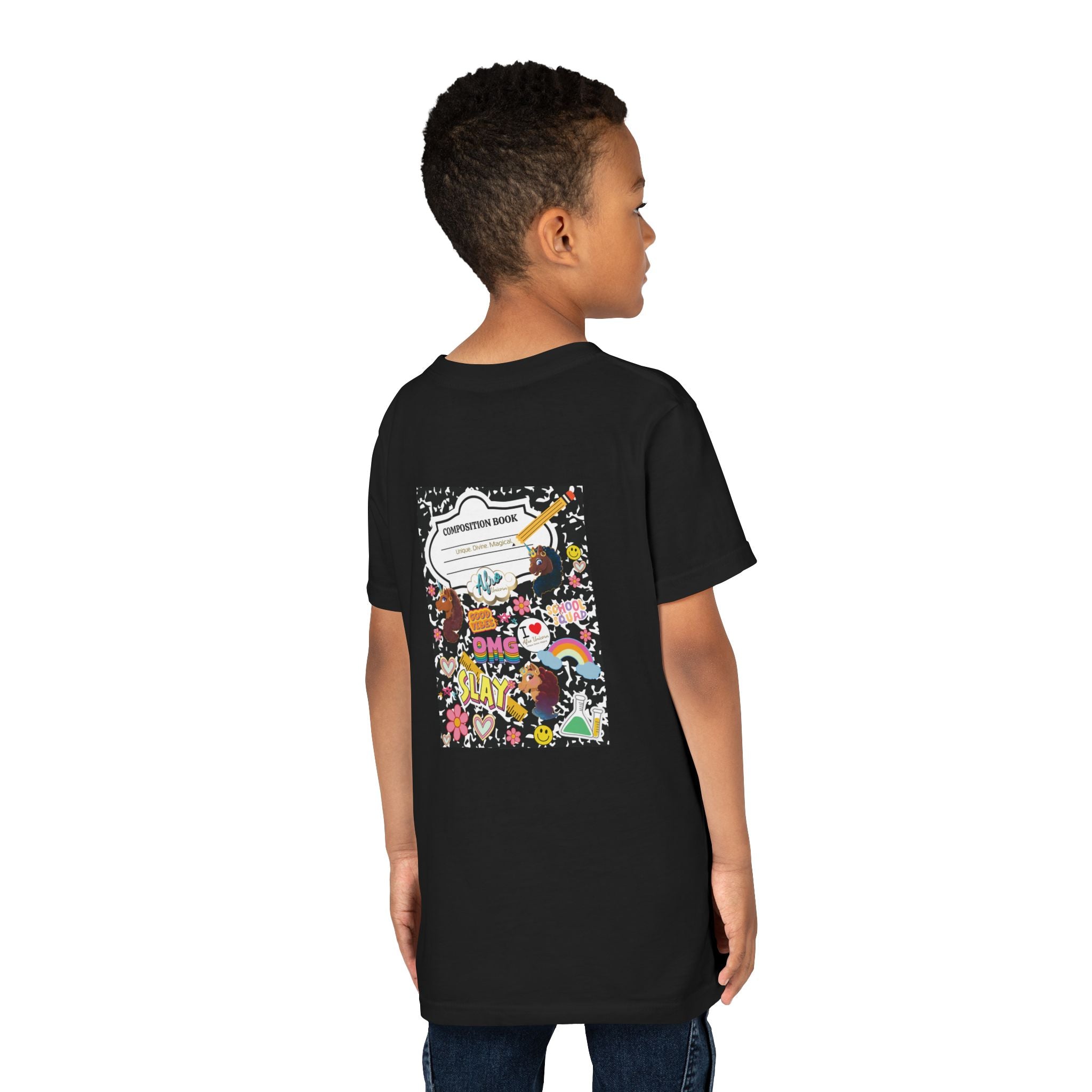 Youth Tee - Afro Unicorn Composition Back Design