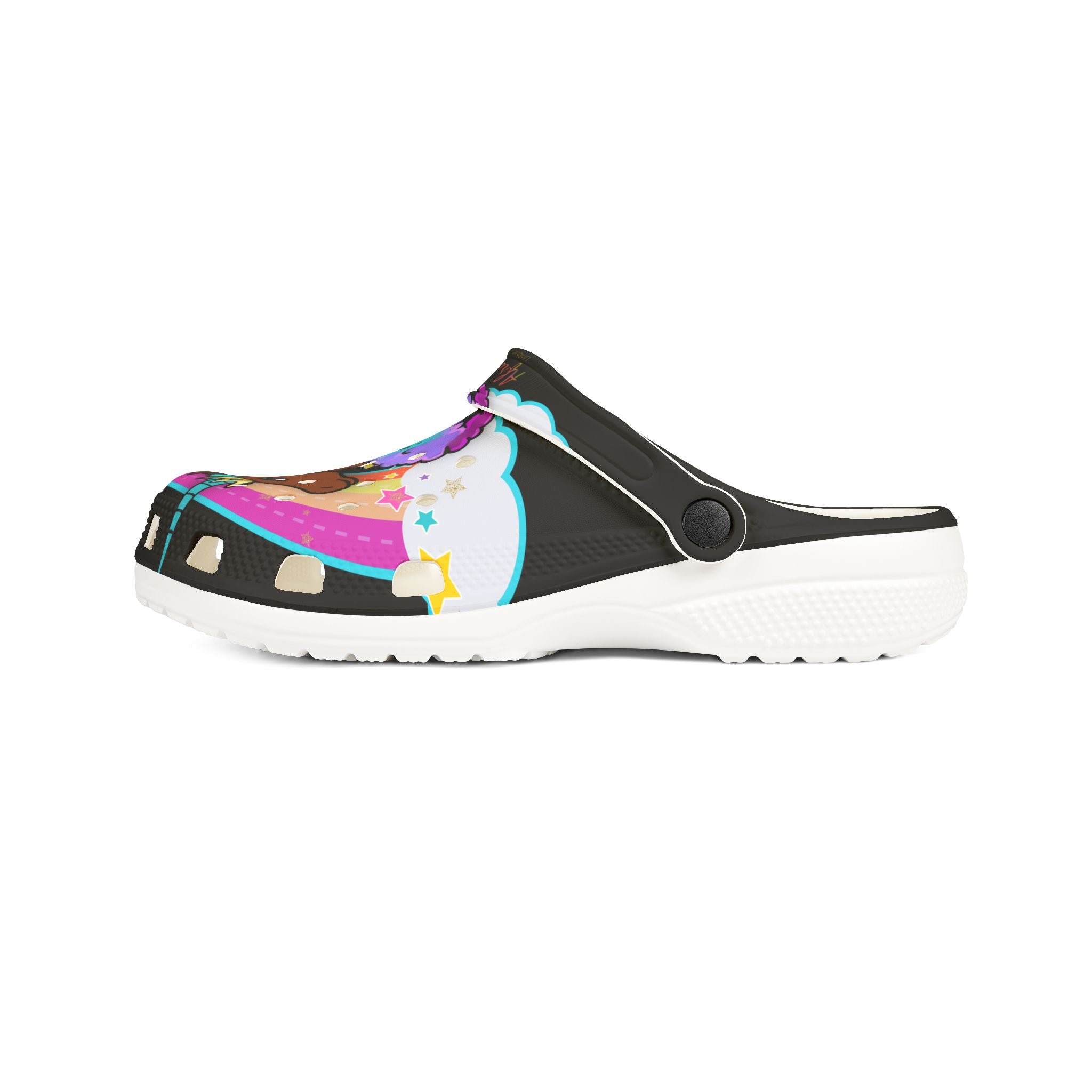Women's Foam Clog - Afro Unicorn Cotton Candy Design