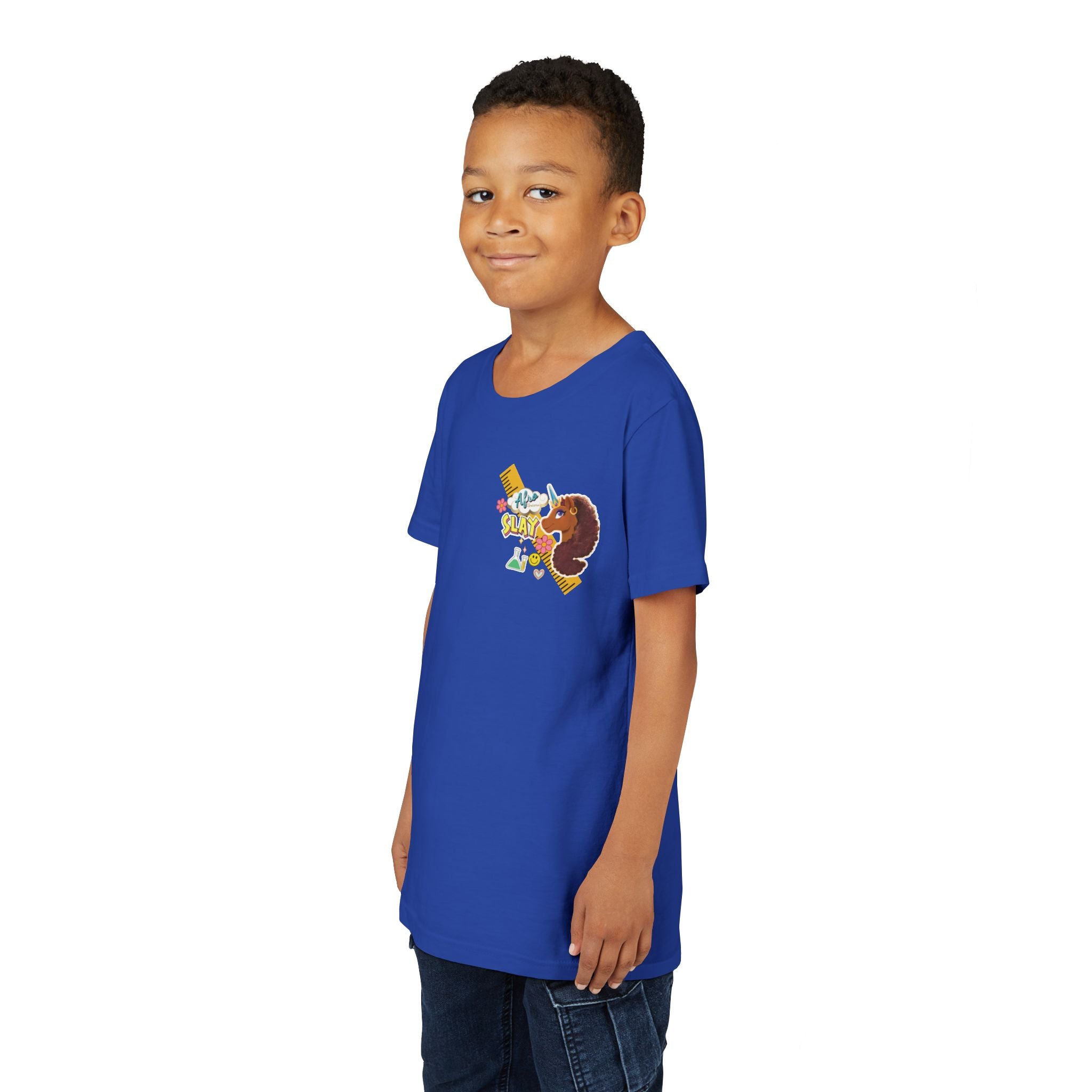 Youth Tee - Afro Unicorn Composition Back Design