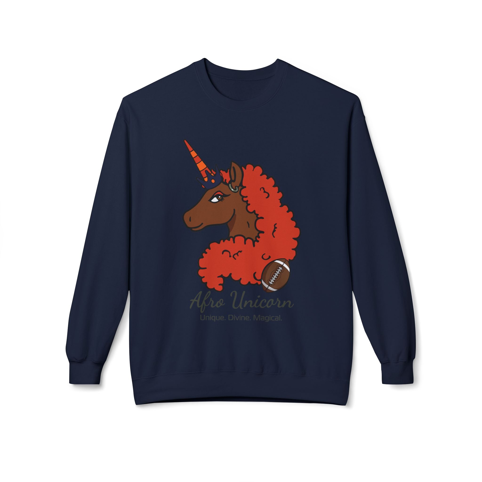 Afro Unicorn Fan Favs Sweatshirt – Chicago Navy & Orange