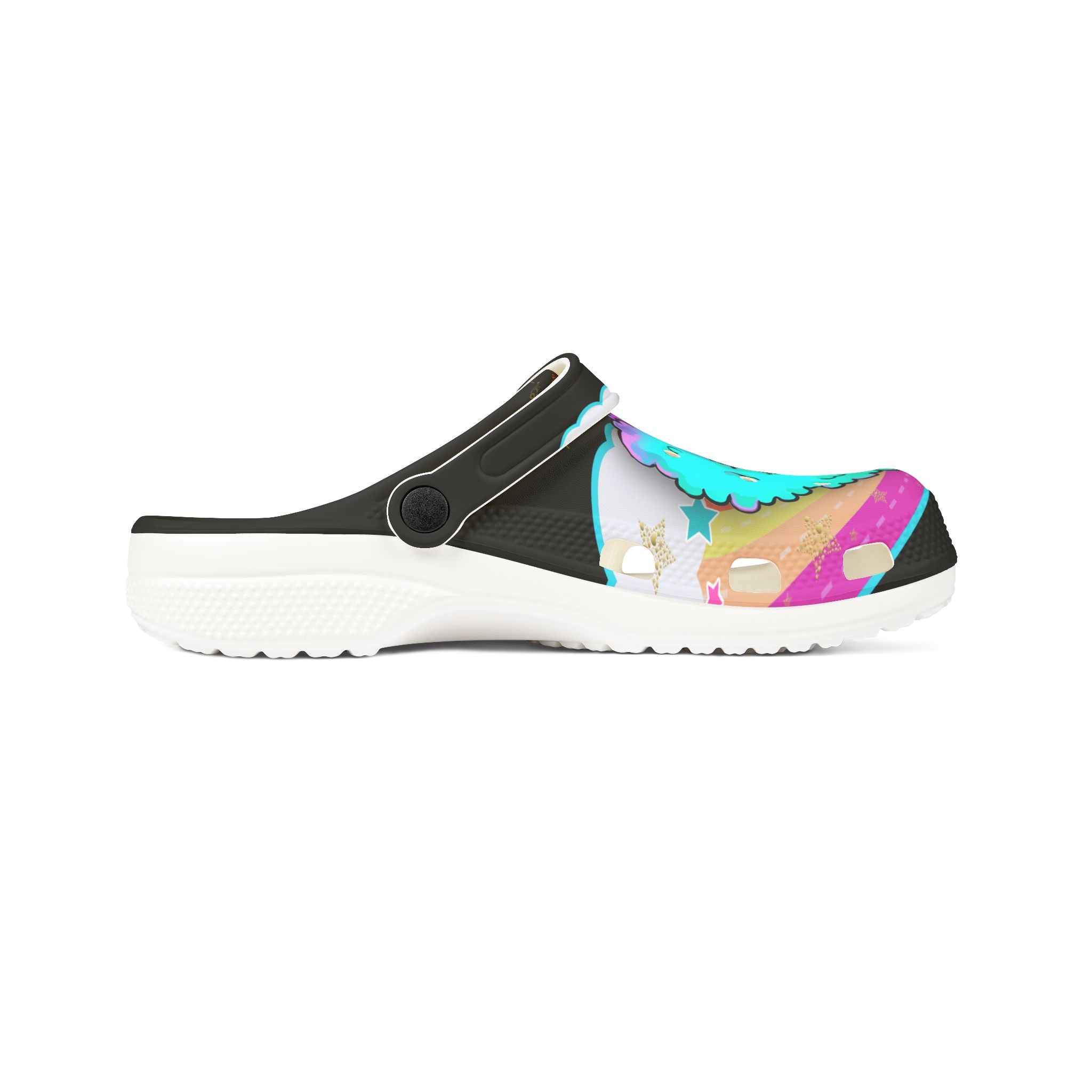 Women's Foam Clog - Afro Unicorn Cotton Candy Design