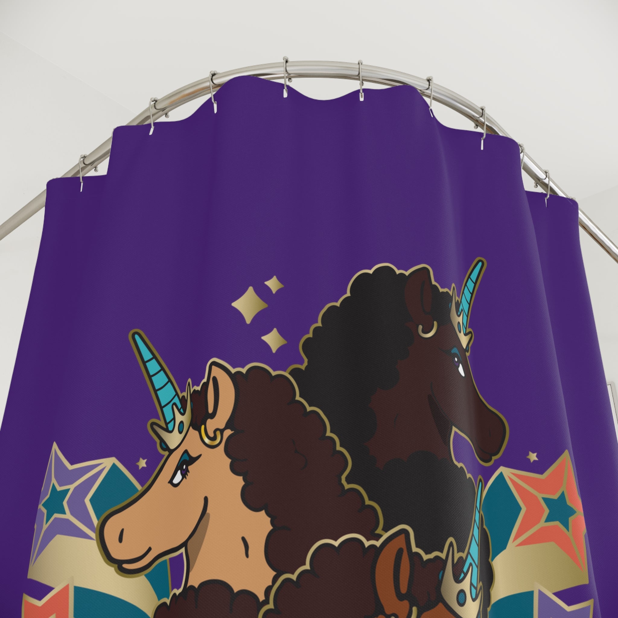 Afro Unicorn Shower Curtain