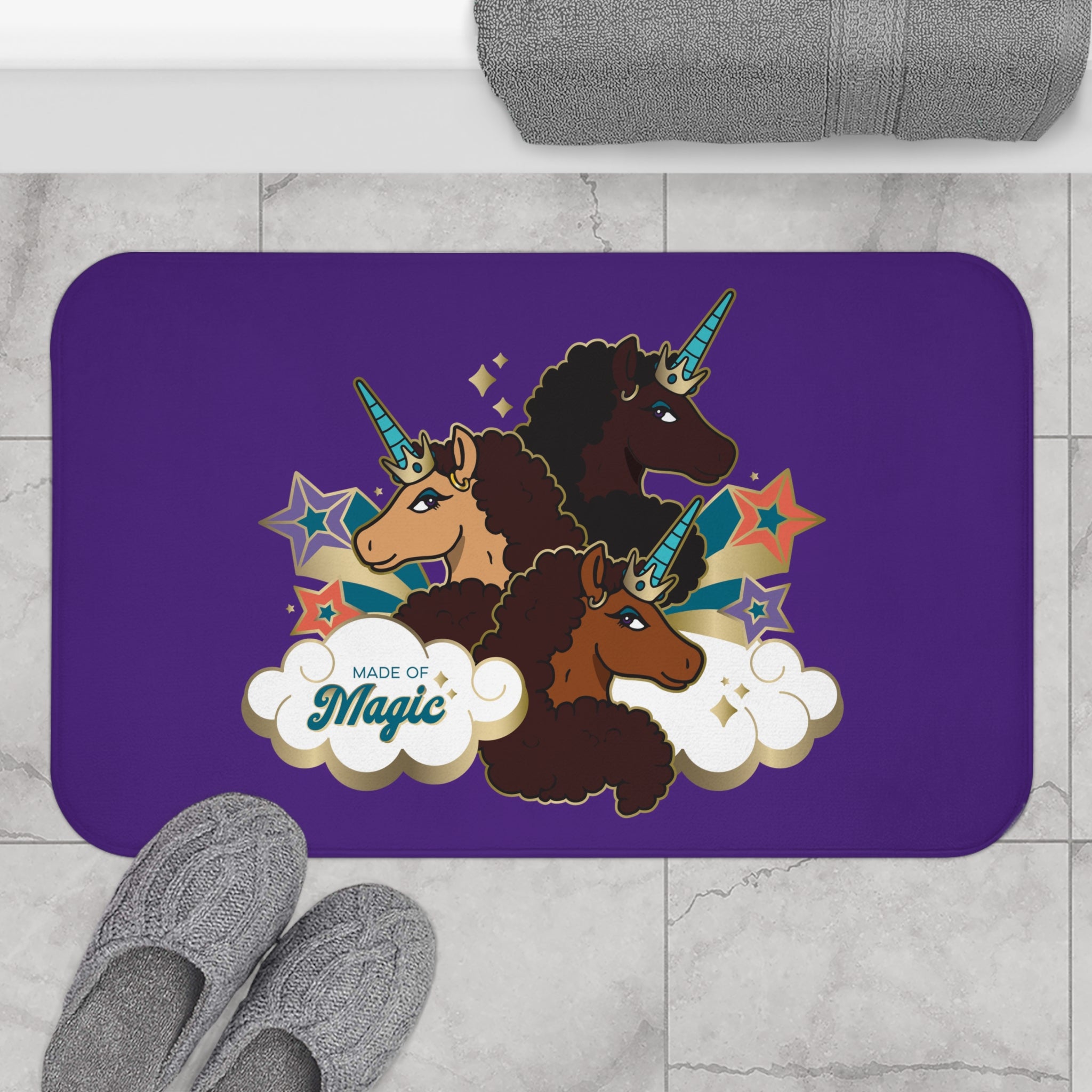 Afro Unicorn Bath Mat