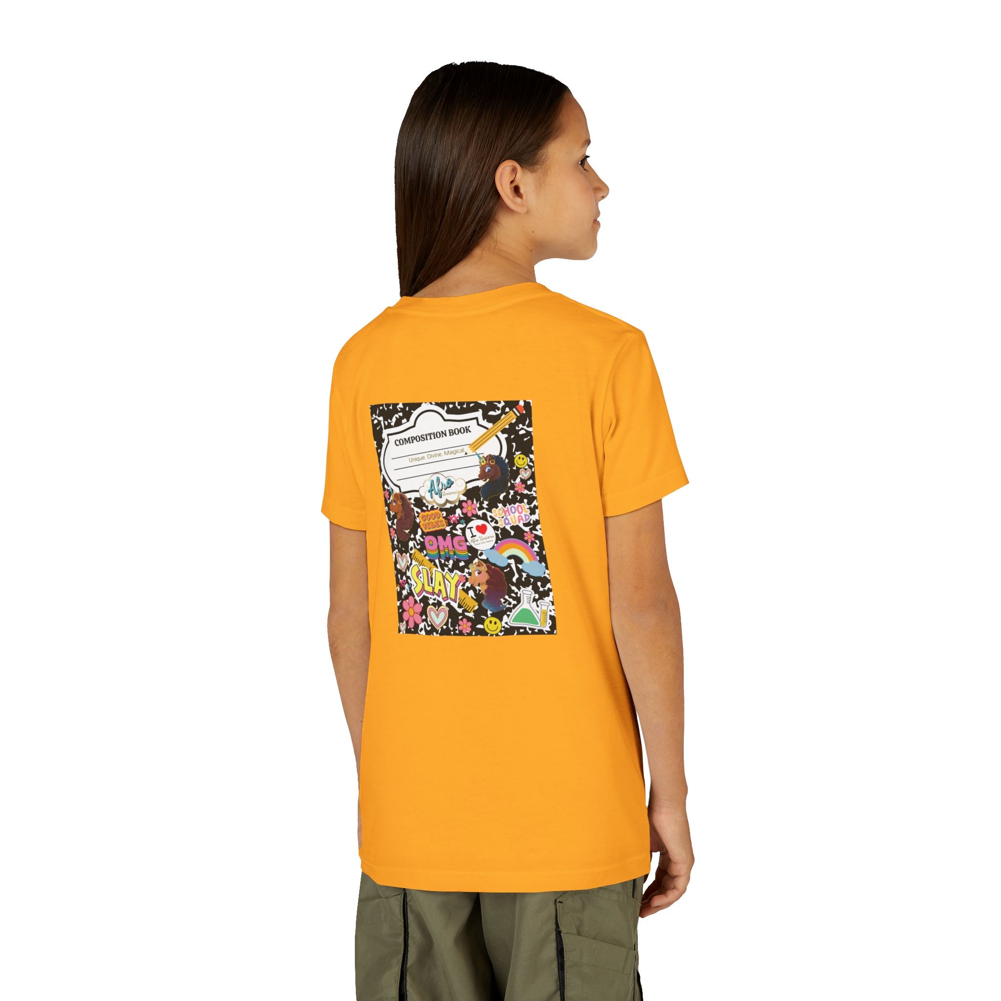 Youth Tee - Afro Unicorn Composition Back Design