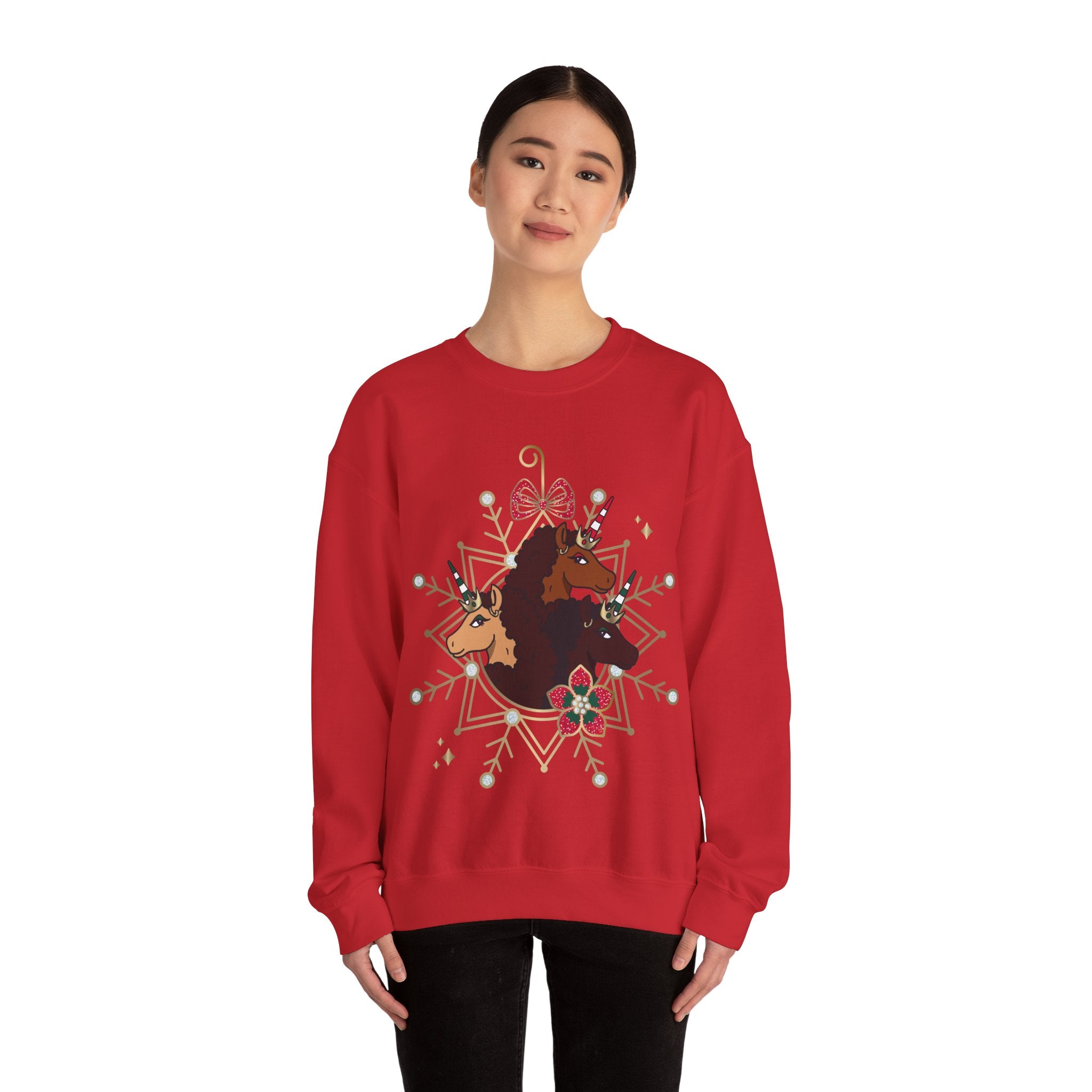 Afro Unicorn Adult Christmas Sweatshirt
