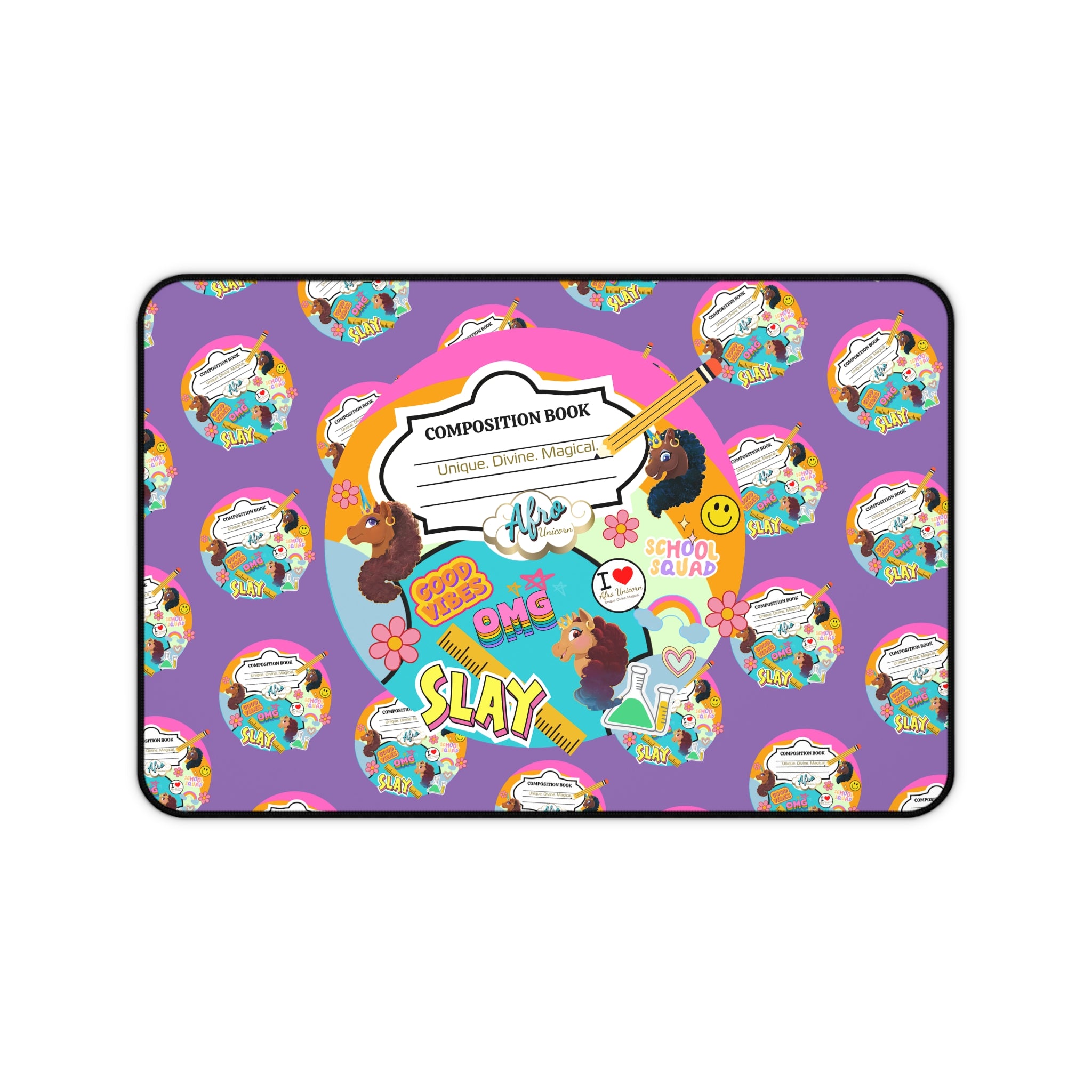 Desk Mat Afro Unicorn Composition Print