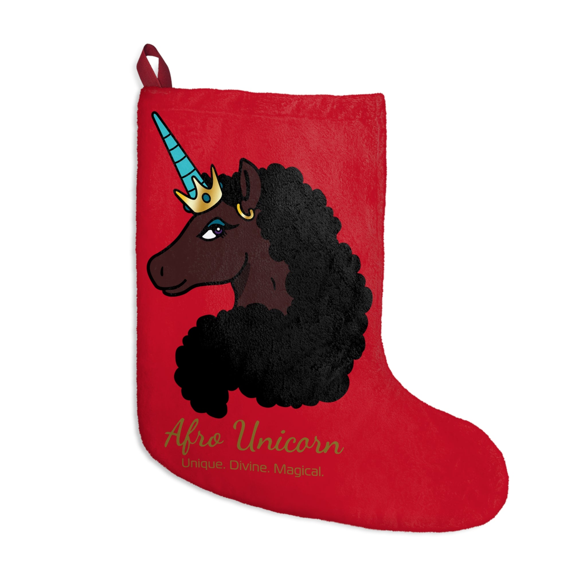 Afro Unicorn Christmas Stocking – Magical Holiday Decor