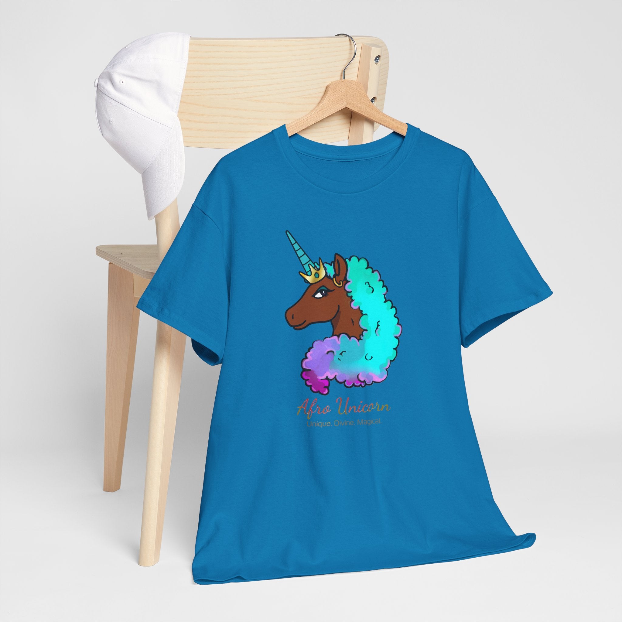 Afro Unicorn Cotton Candy Design Tee for Women