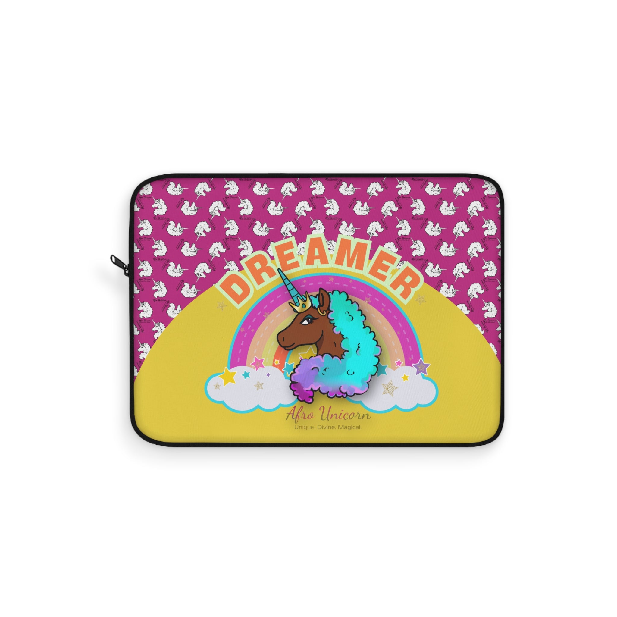 Afro Unicorn Dreamer Laptop Sleeve - Yellow