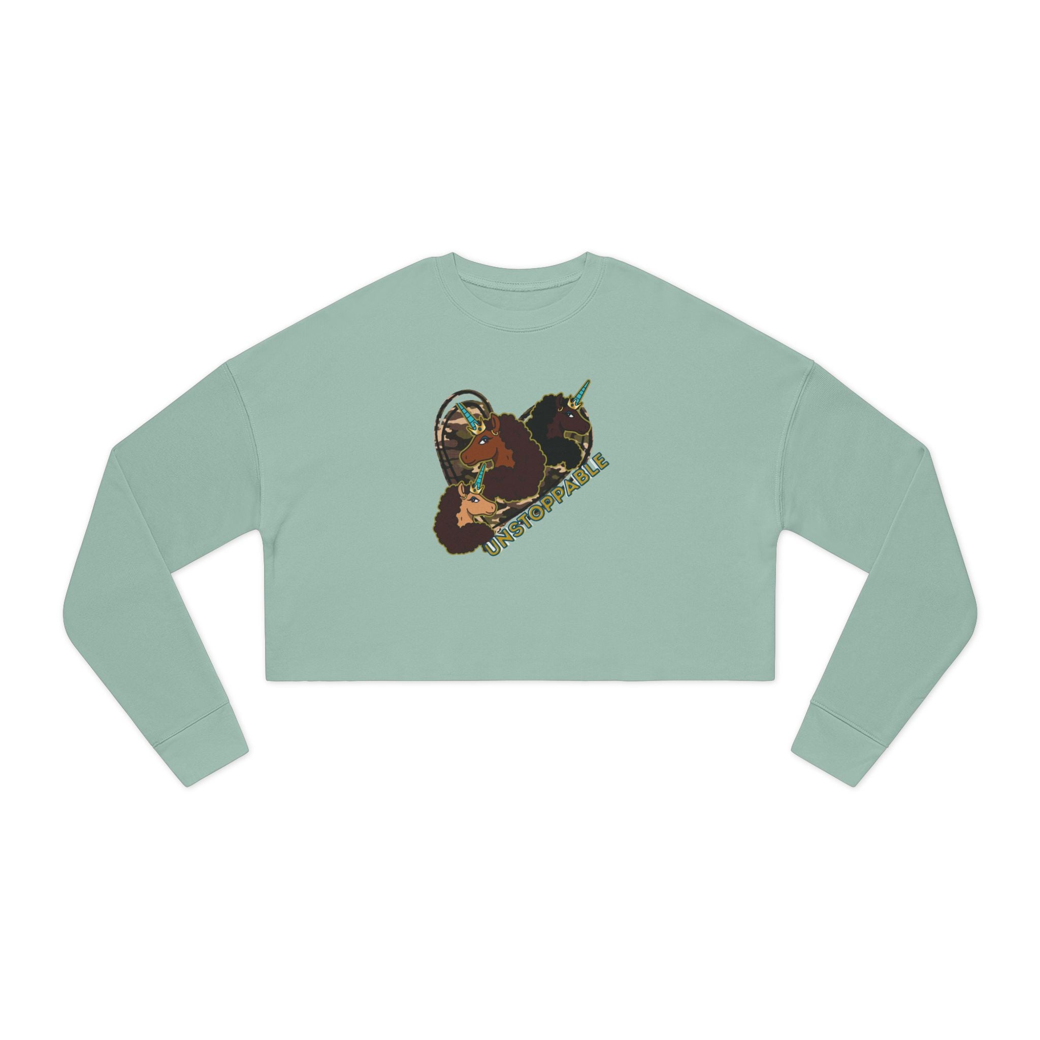 Afro Unicorn Unstoppable Women's Cropped Sweatshirt
